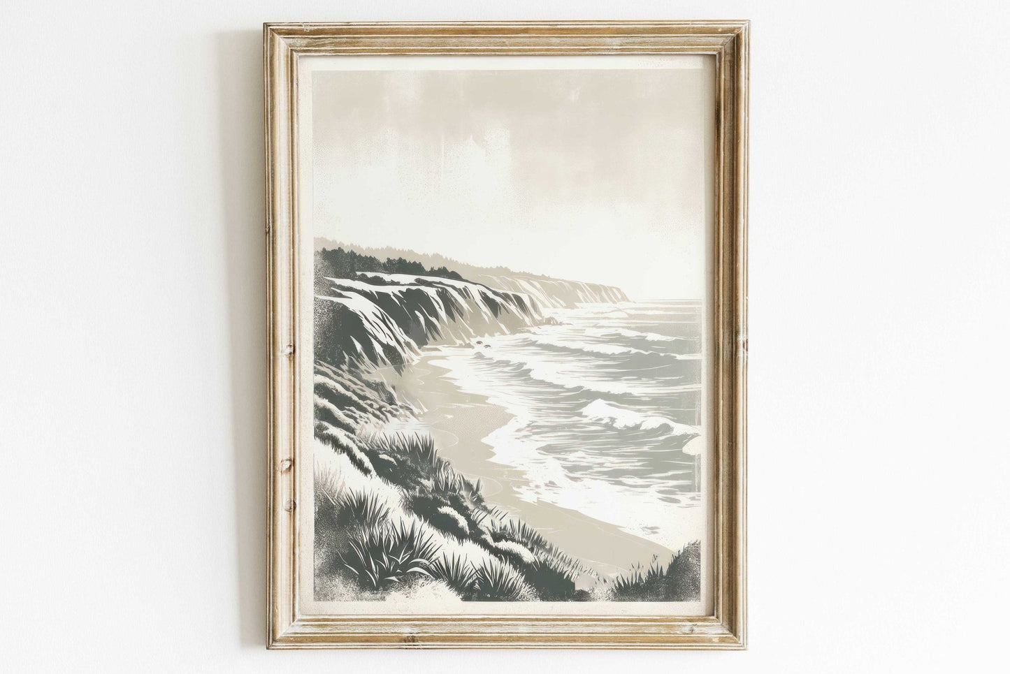 Coastal Wall Art, Cliffed Coast Print, Vintage Seaside Decor - WildfieldPrints