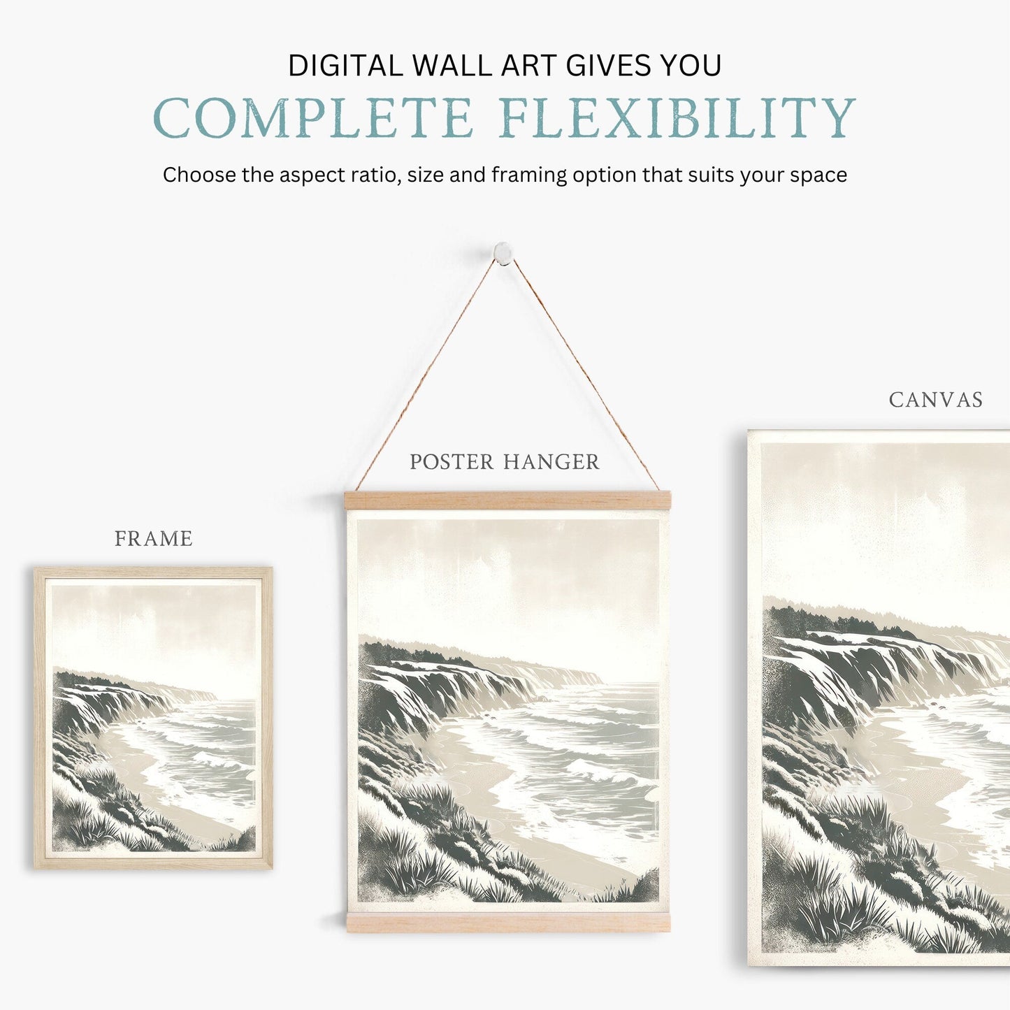 Coastal Wall Art, Cliffed Coast Print, Vintage Seaside Decor - WildfieldPrints