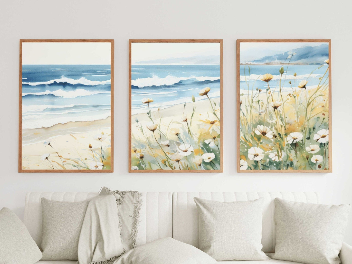 Coastal Wall Art, Seaside Watercolor Painting, Beach House Decor - WildfieldPrints