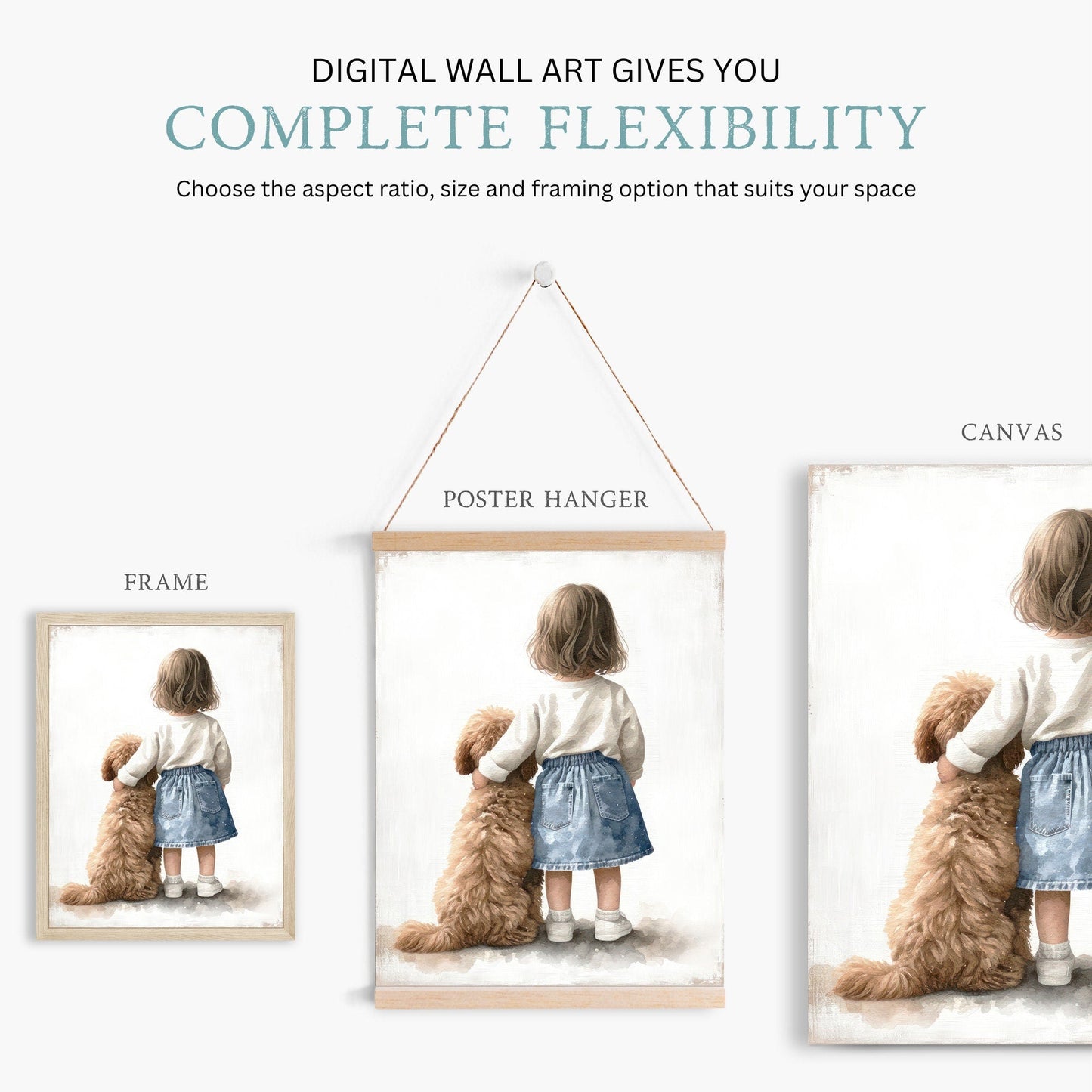 Cockapoo Nursery Art, Girl & Dog Print, Toddler Room Decor - WildfieldPrints