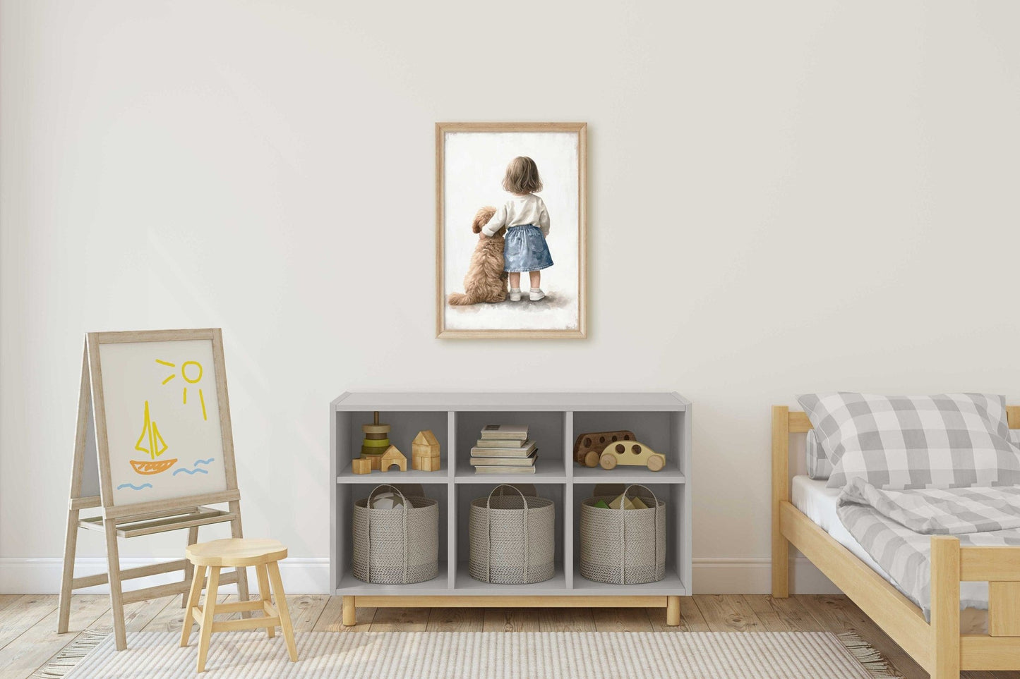 Cockapoo Nursery Art, Girl & Dog Print, Toddler Room Decor - WildfieldPrints
