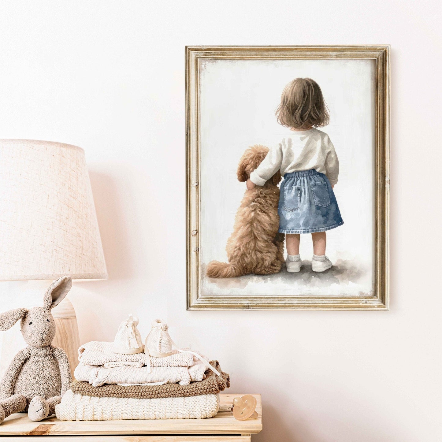 Cockapoo Nursery Art, Girl & Dog Print, Toddler Room Decor - WildfieldPrints