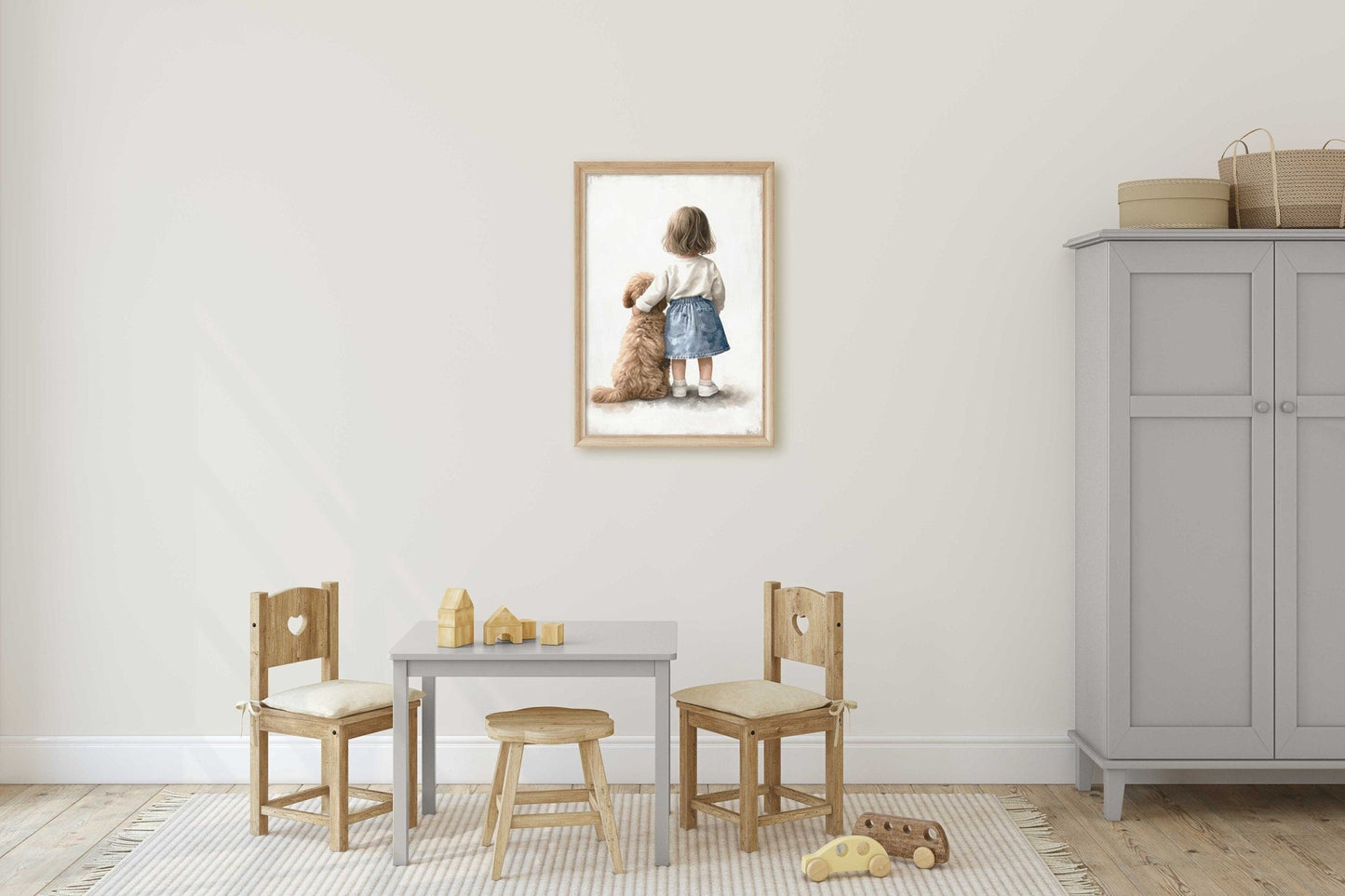 Cockapoo Nursery Art, Girl & Dog Print, Toddler Room Decor - WildfieldPrints