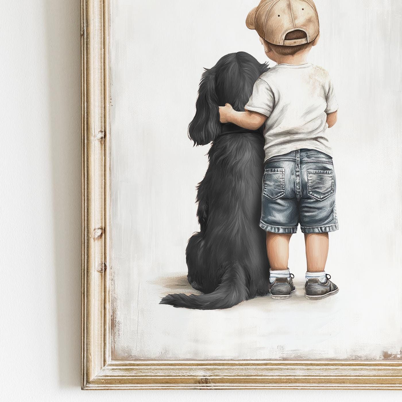 Cocker Spaniel Nursery Print, Black Dog Wall Art, Boy & Dog Decor - WildfieldPrints