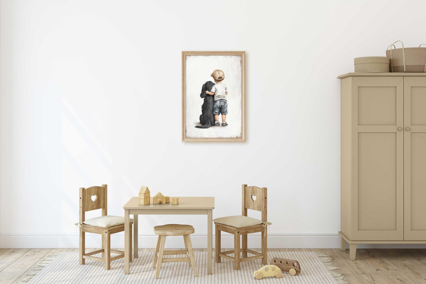 Cocker Spaniel Nursery Print, Black Dog Wall Art, Boy & Dog Decor - WildfieldPrints