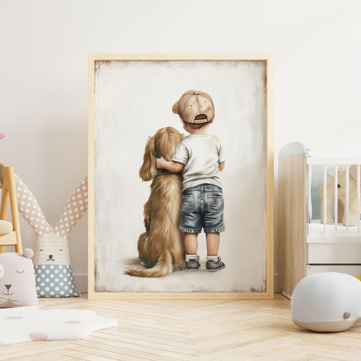 Cocker Spaniel Nursery Wall Decor, Boy Dog Art, Cute Toddler Poster - WildfieldPrints