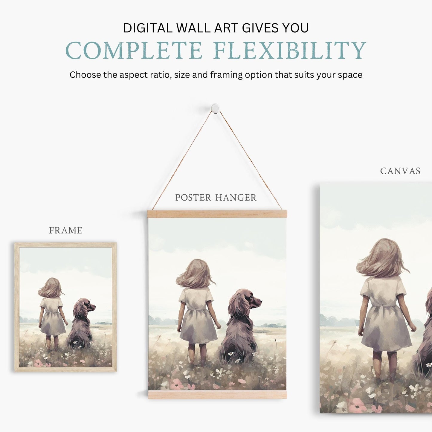 Cocker Spaniel Wall Art, Girl & Dog Painting, Nursery Decor - WildfieldPrints