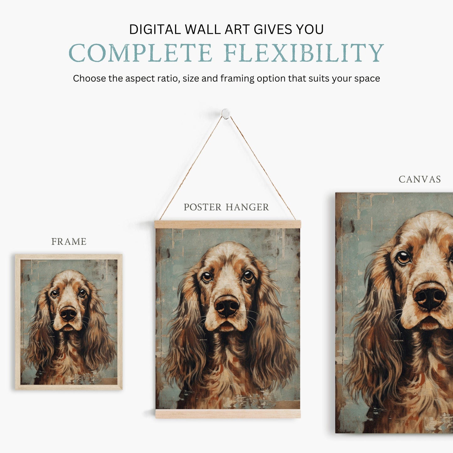 Cocker Spaniel Wall Art, Vintage Dog Decor, Portrait for Pet Lovers - WildfieldPrints