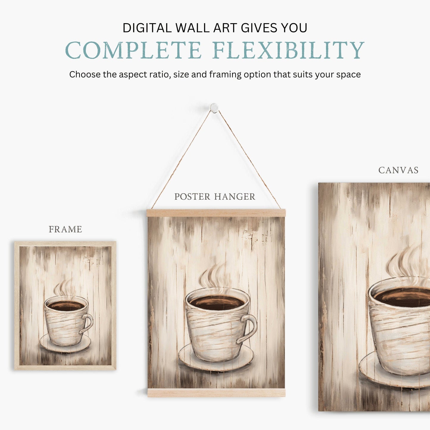Coffee Art Print, Rustic Kitchen Decor, Vintage Wall Accent - WildfieldPrints