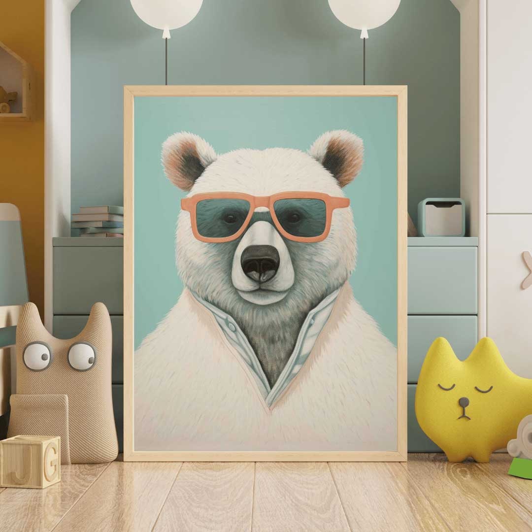 Cool Bear Wall Art, Polar Bear Nursery Decor, Toddler Room Accent - WildfieldPrints