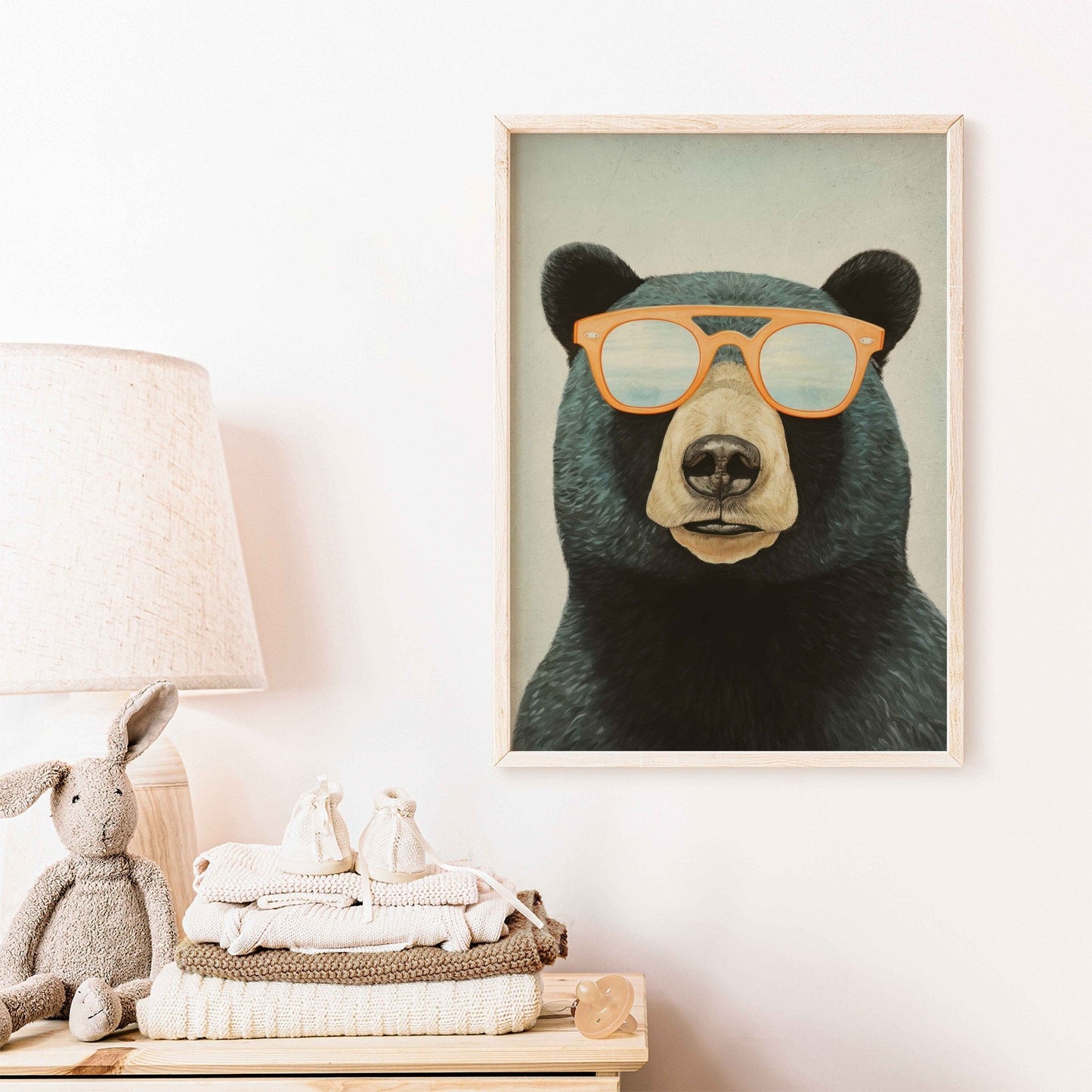 Cool Bear Wall Art, Vintage Animal Decor, Toddler Room Accent - WildfieldPrints
