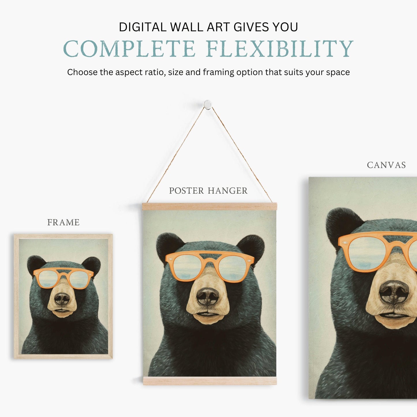 Cool Bear Wall Art, Vintage Animal Decor, Toddler Room Accent - WildfieldPrints