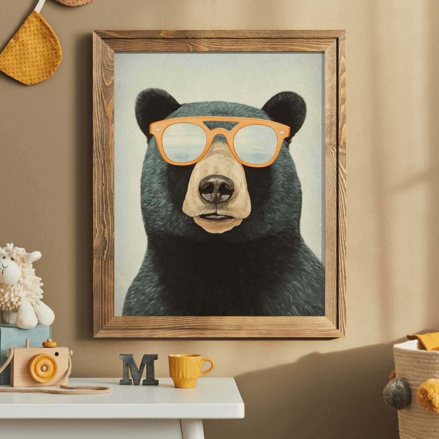 Cool Bear Wall Art, Vintage Animal Decor, Toddler Room Accent - WildfieldPrints