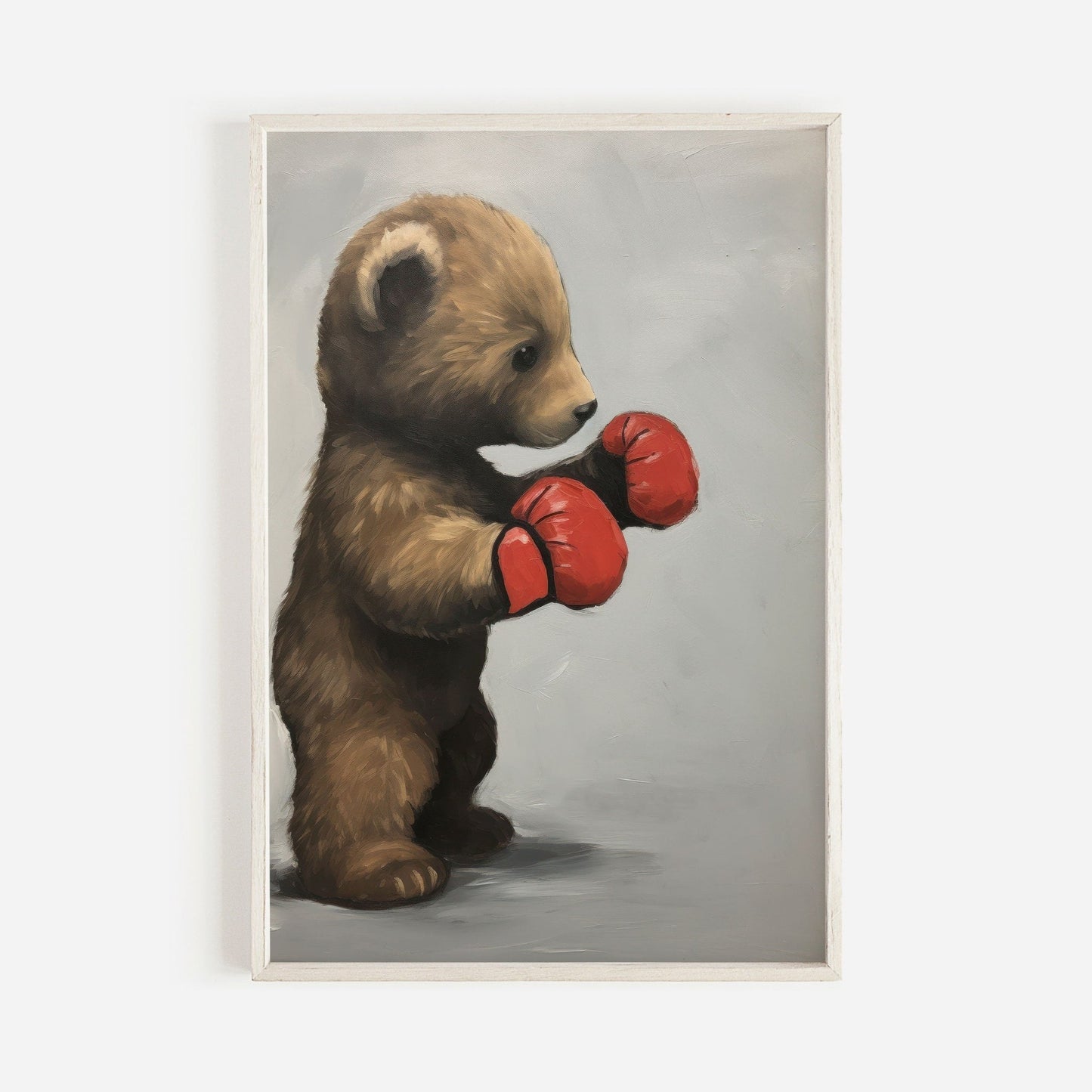 Cool Boys Room Wall Art, Bear Cub Boxer, Vintage Kids Decor - WildfieldPrints