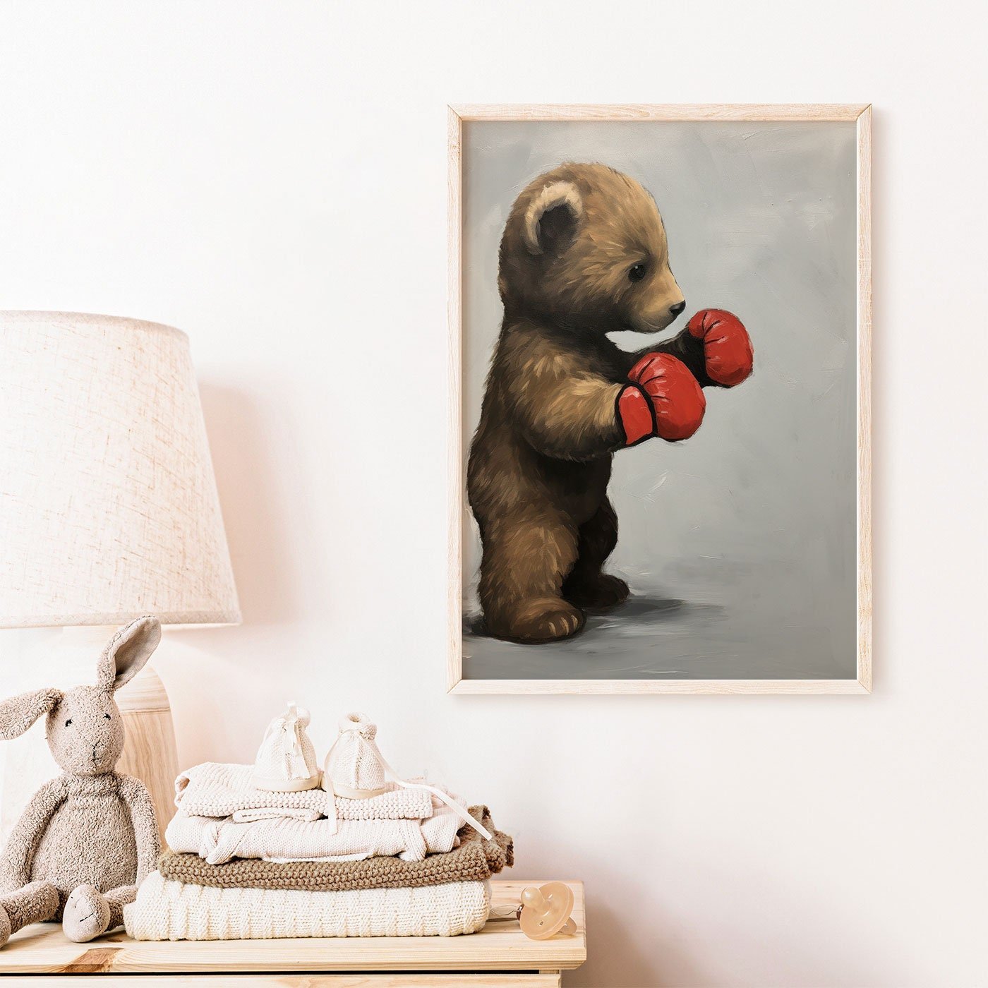 Cool Boys Room Wall Art, Bear Cub Boxer, Vintage Kids Decor - WildfieldPrints
