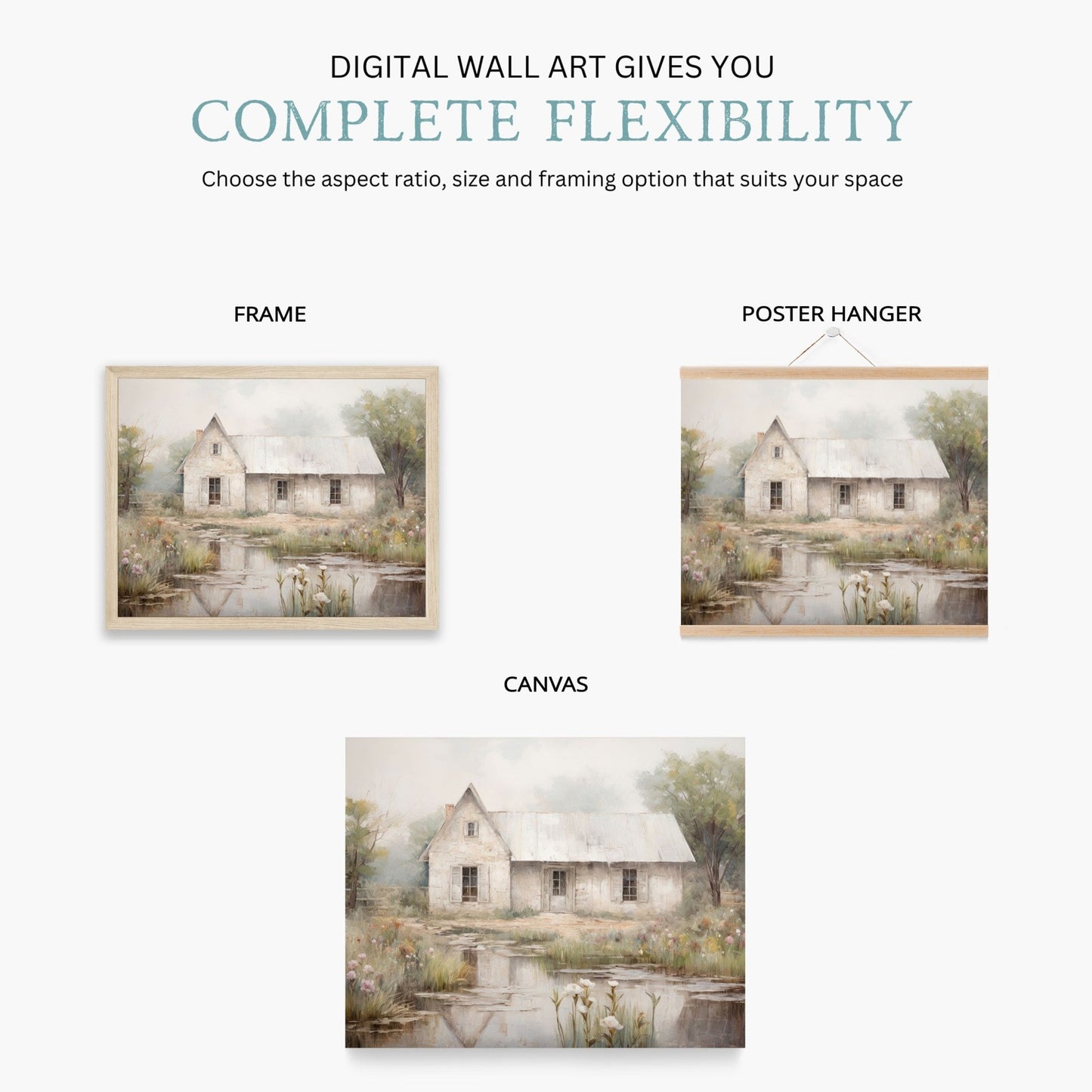 Cottage Art Print, French Countryside Decor, Rustic Farmhouse Style - WildfieldPrints
