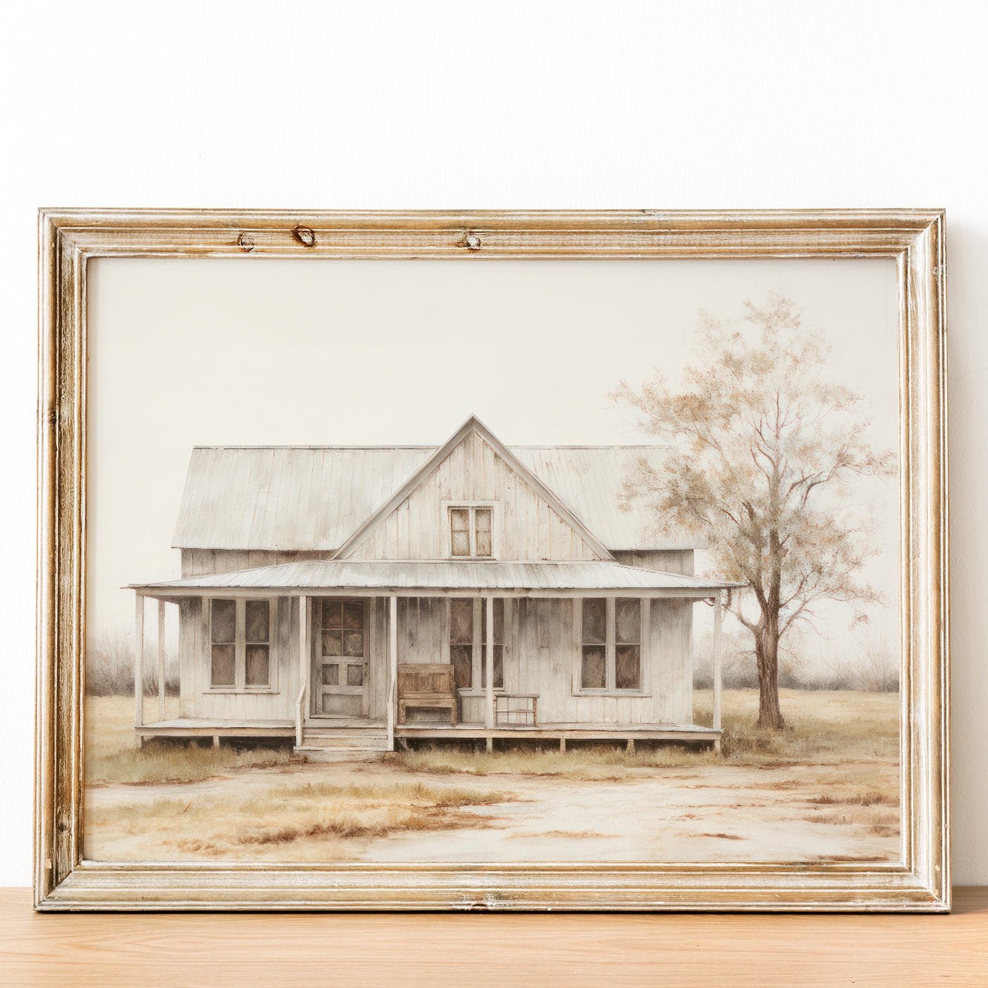 Country House Painting, Rustic Cottage Wall Art, Farmhouse Decor - WildfieldPrints