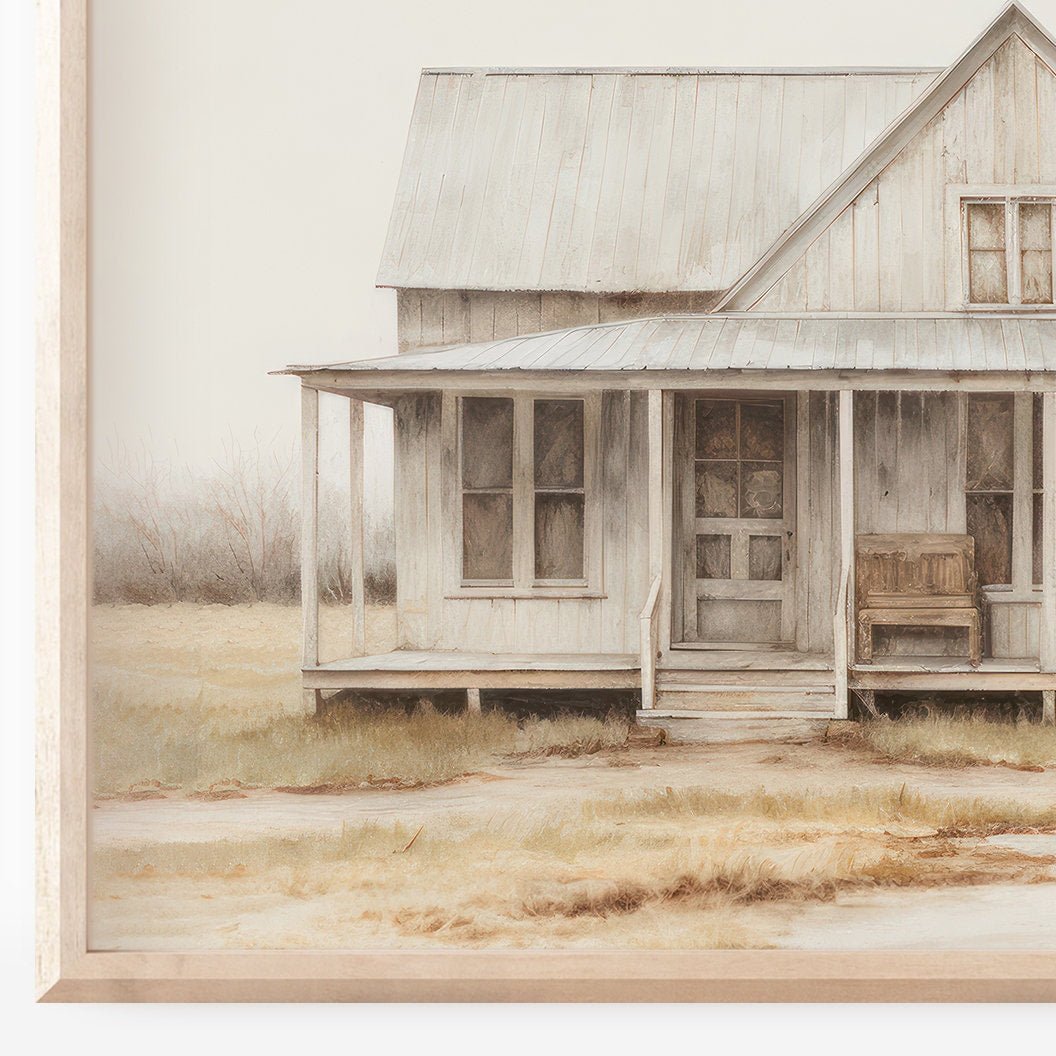 Country House Painting, Rustic Cottage Wall Art, Farmhouse Decor - WildfieldPrints