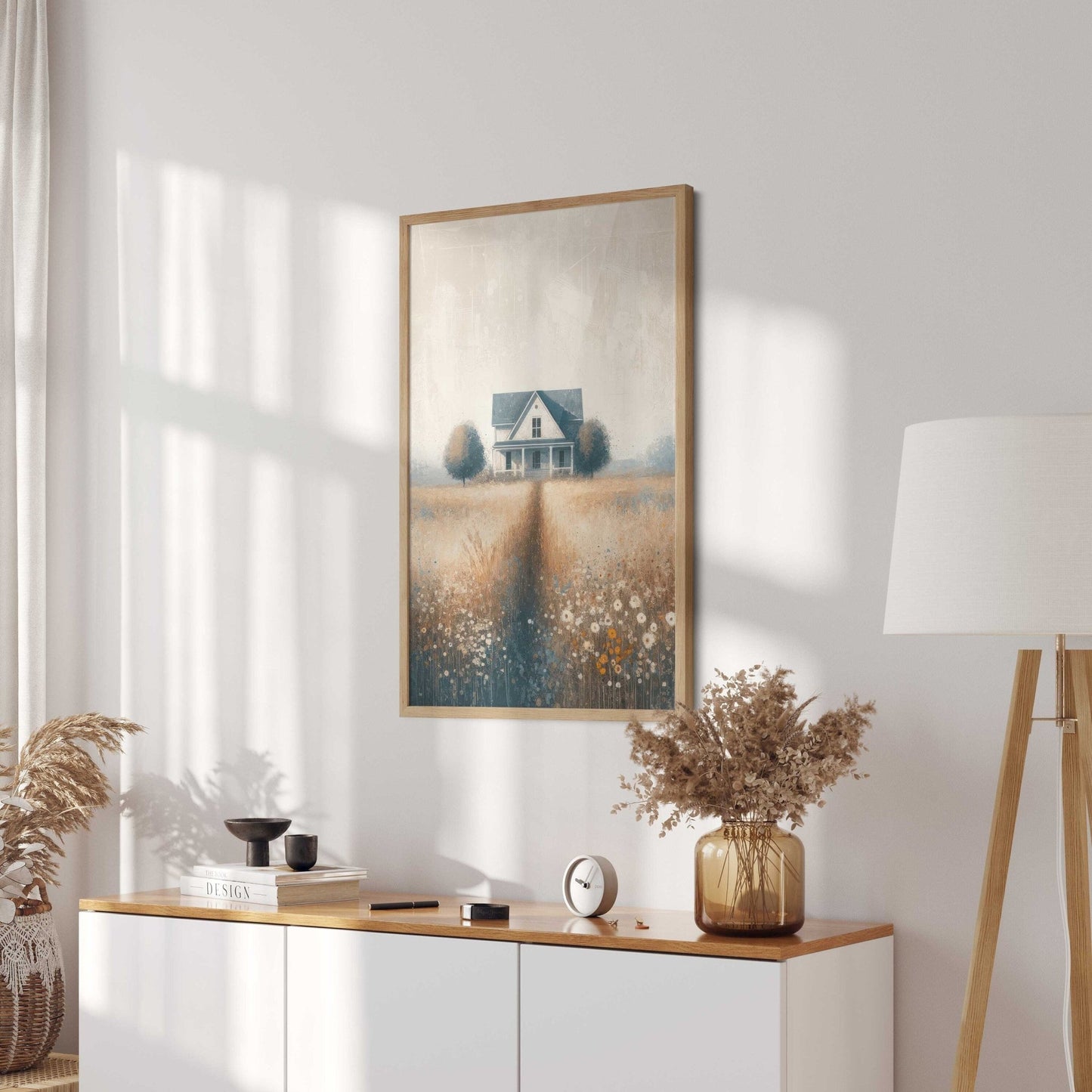 Country House Painting, Rustic Farmhouse Wall Decor, Countryside Print - WildfieldPrints