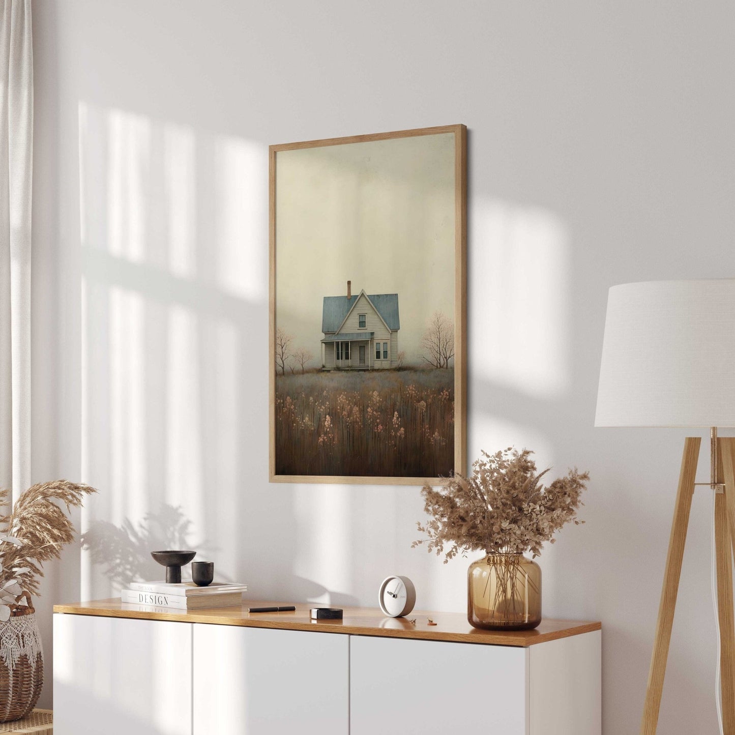 Country House Painting, Rustic Farmhouse Wall Decor, Countryside Print - WildfieldPrints