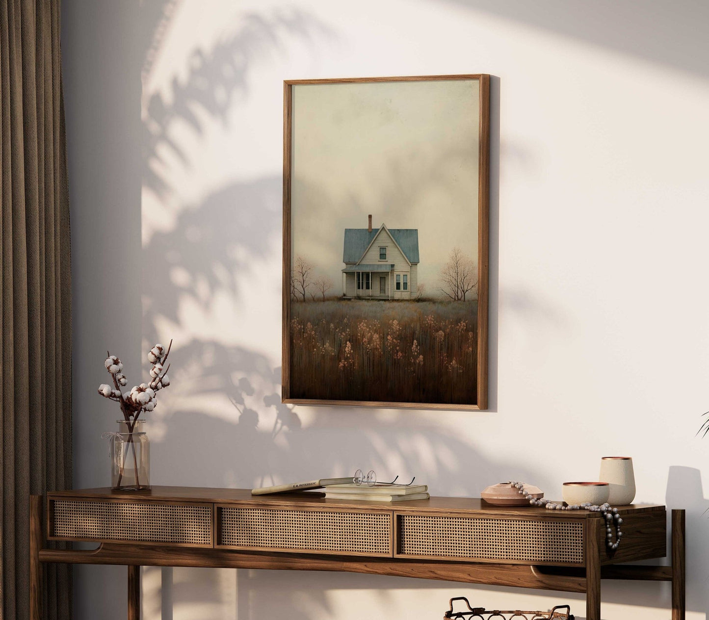 Country House Painting, Rustic Farmhouse Wall Decor, Countryside Print - WildfieldPrints