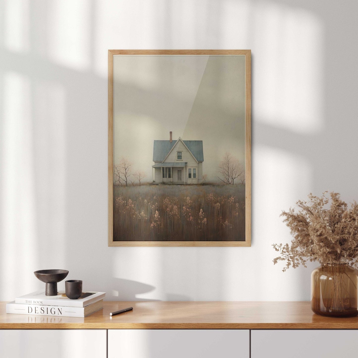 Country House Painting, Rustic Farmhouse Wall Decor, Countryside Print - WildfieldPrints