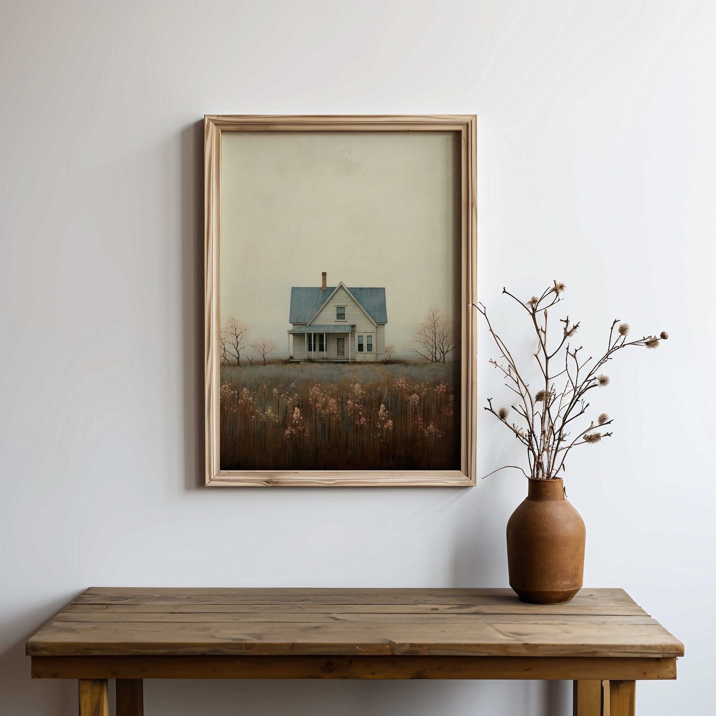 Country House Painting, Rustic Farmhouse Wall Decor, Countryside Print - WildfieldPrints