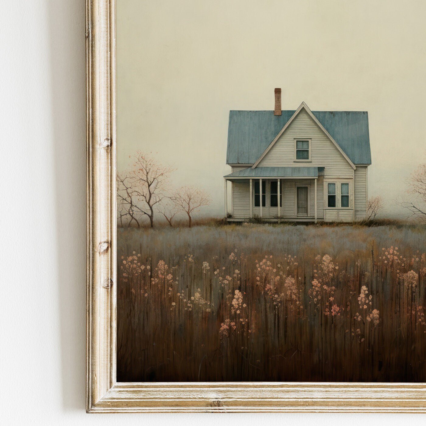 Country House Painting, Rustic Farmhouse Wall Decor, Countryside Print - WildfieldPrints