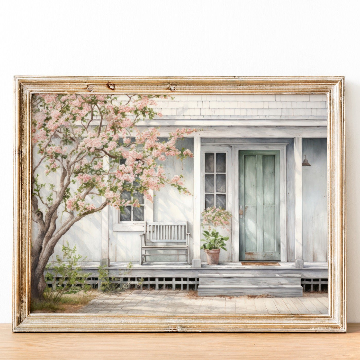 Country House Painting, Rustic Wall Art, Farmhouse Decor - WildfieldPrints
