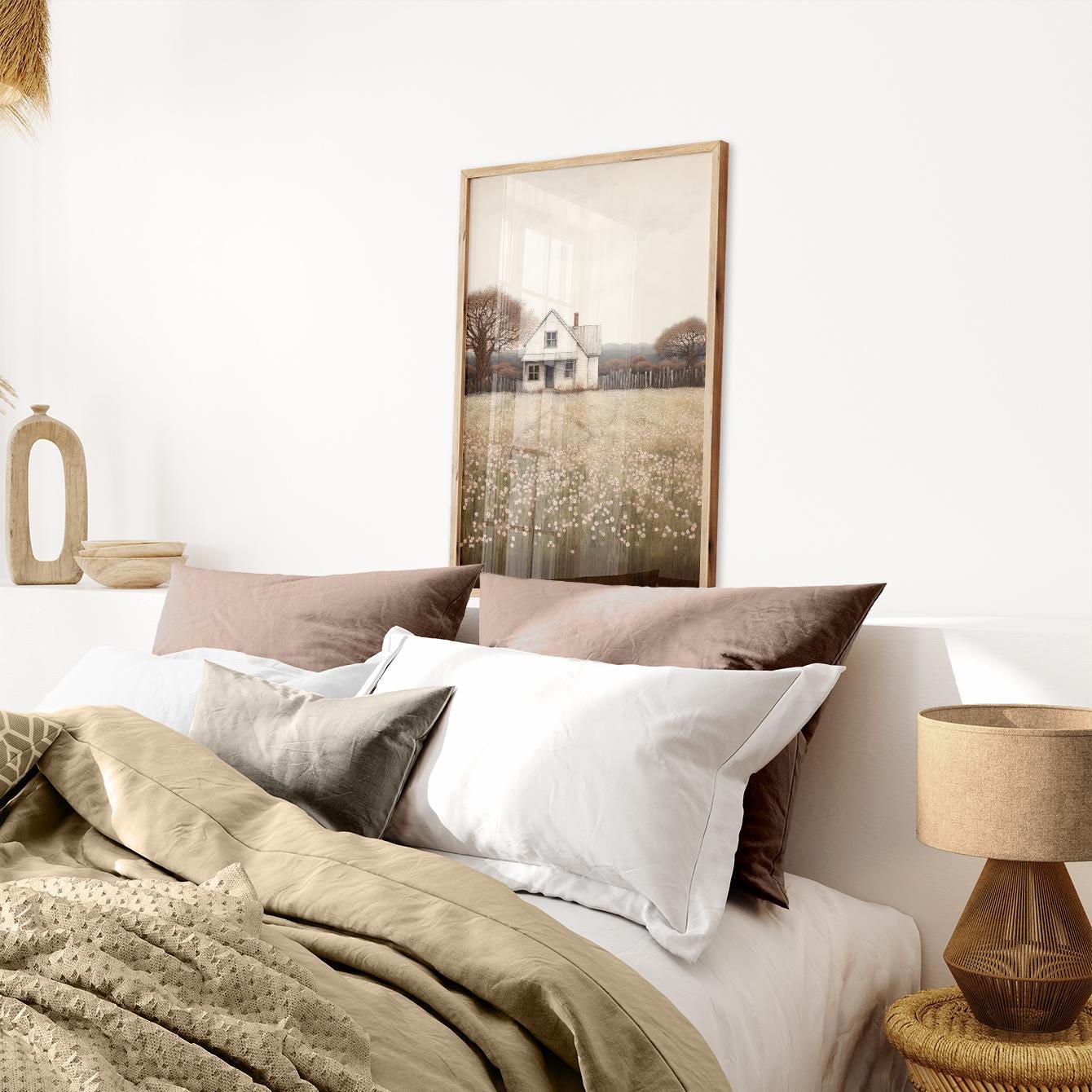 Country House Painting, Rustic Wall Art, Farmhouse Decor - WildfieldPrints