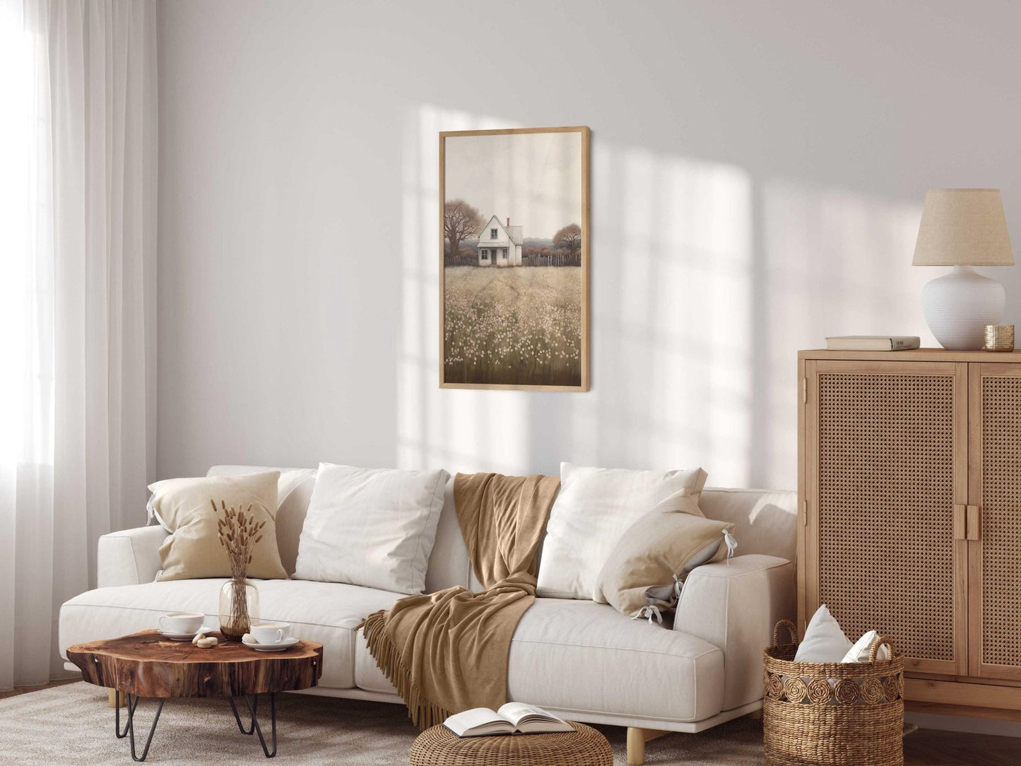 Country House Painting, Rustic Wall Art, Farmhouse Decor - WildfieldPrints
