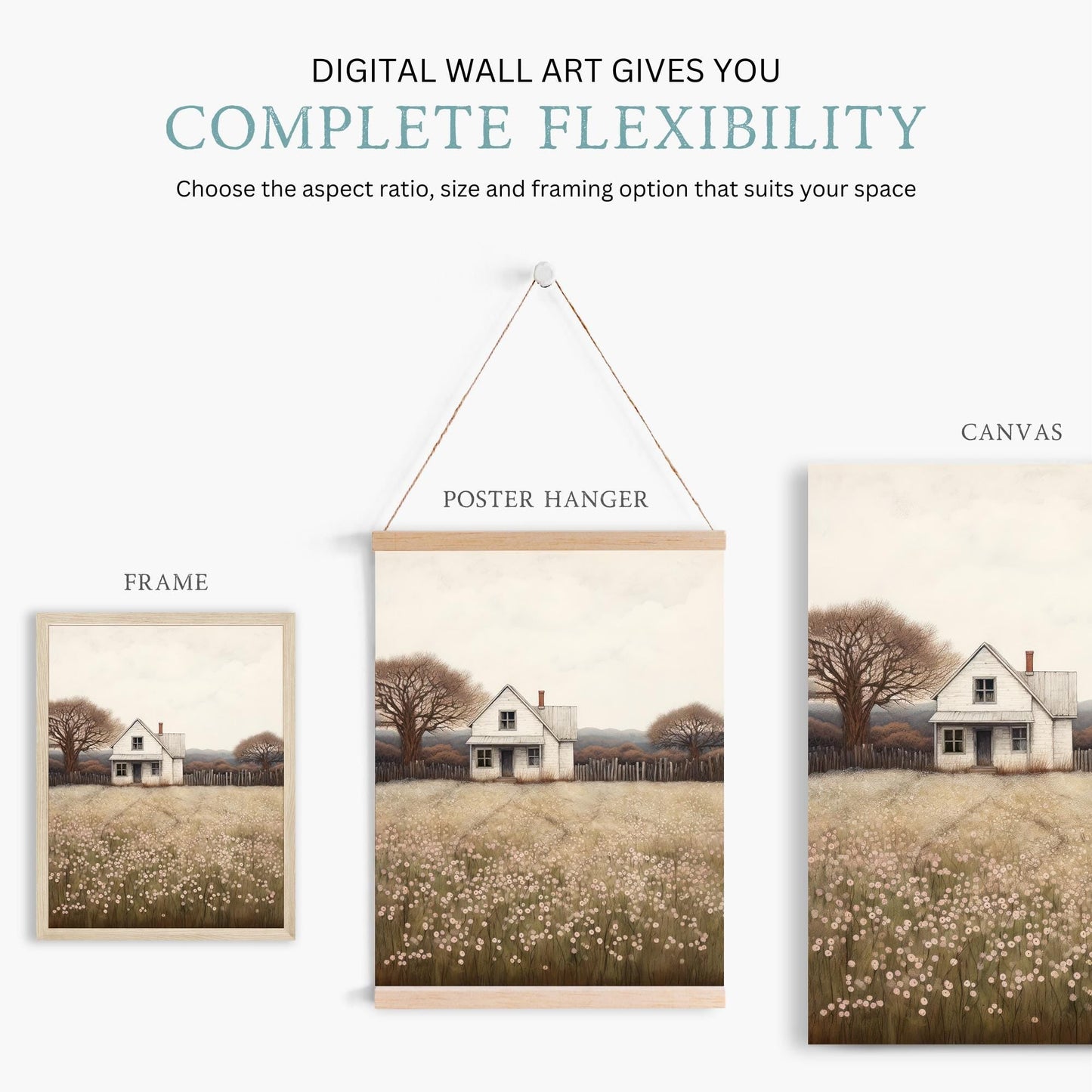 Country House Painting, Rustic Wall Art, Farmhouse Decor - WildfieldPrints