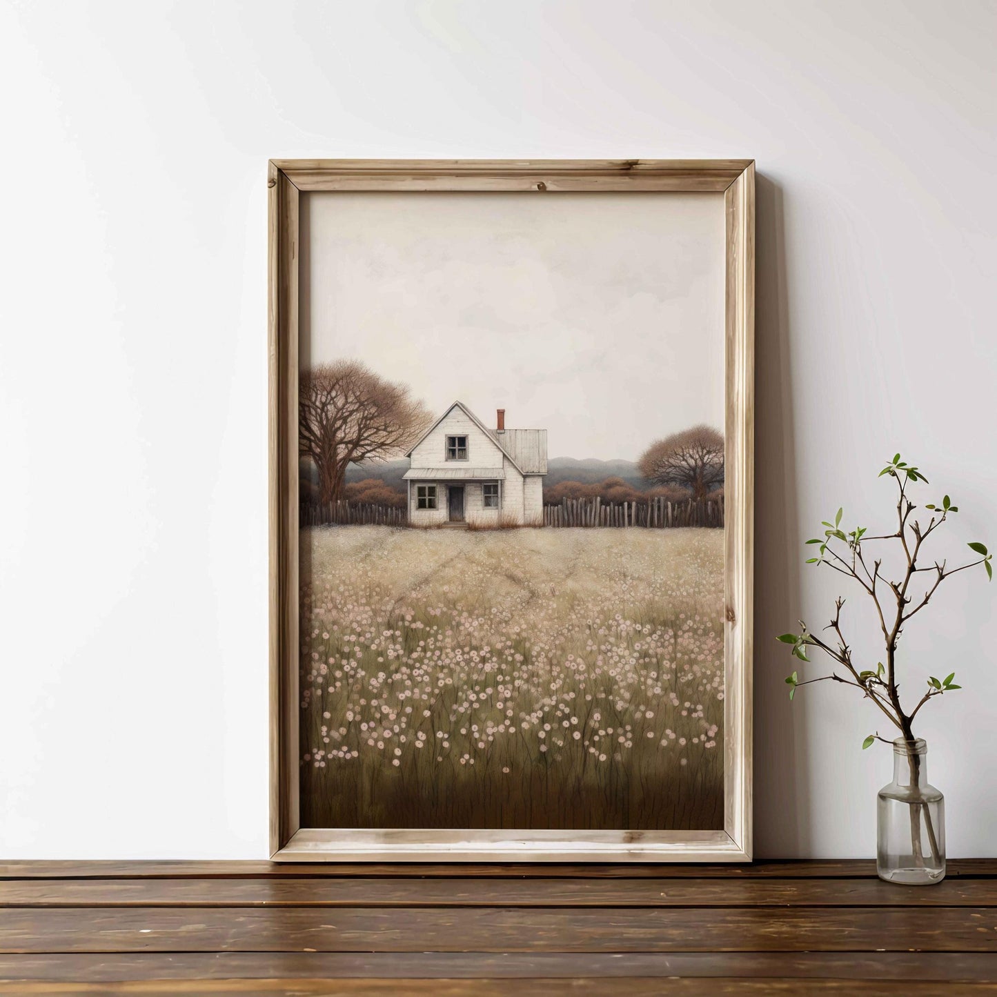 Country House Painting, Rustic Wall Art, Farmhouse Decor - WildfieldPrints