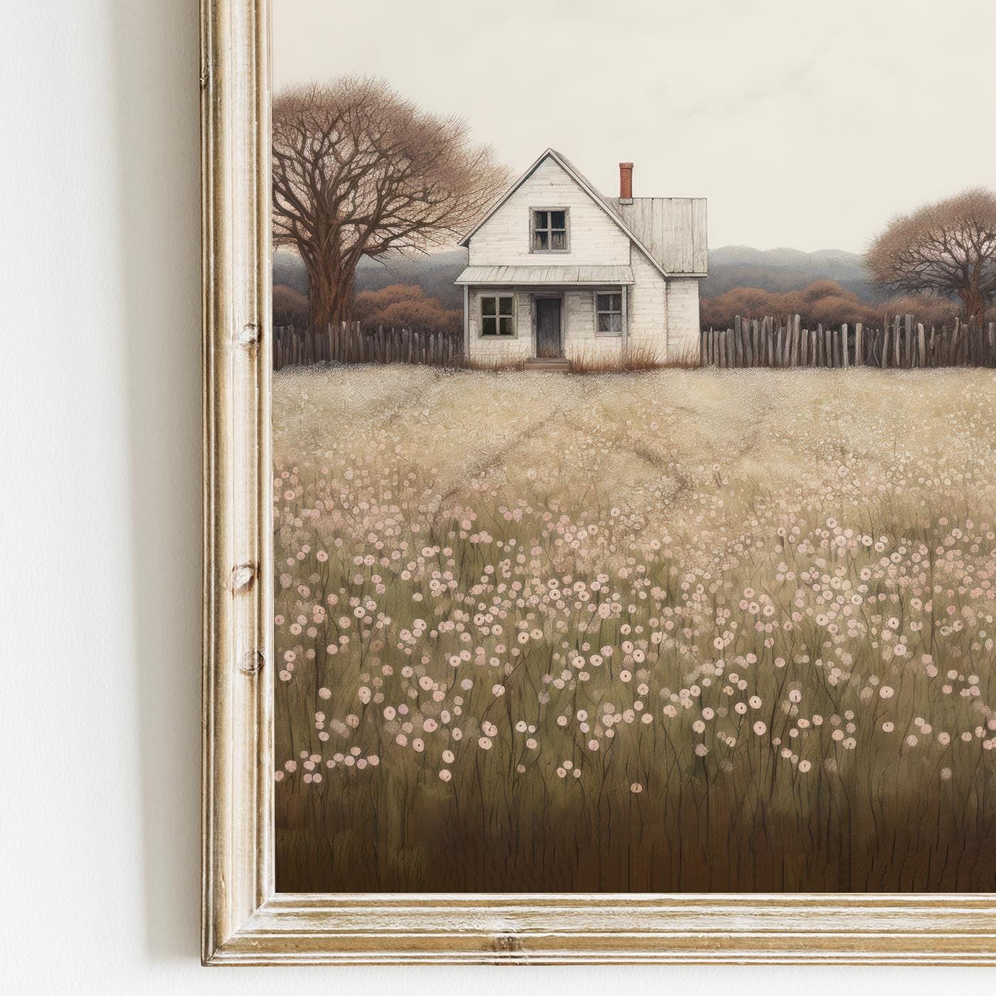 Country House Painting, Rustic Wall Art, Farmhouse Decor - WildfieldPrints