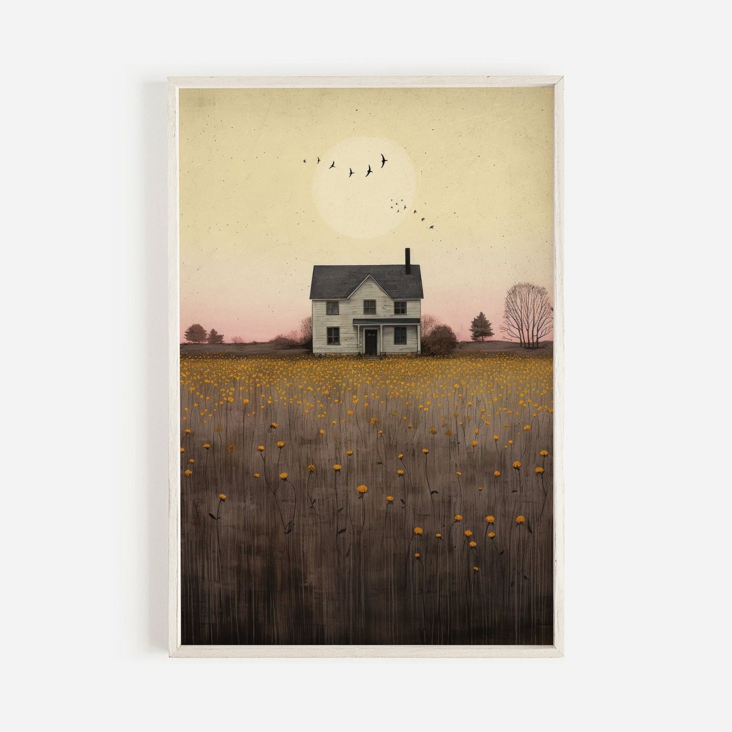 Country House Print, Countryside Wall Art, Farmhouse Decor - WildfieldPrints