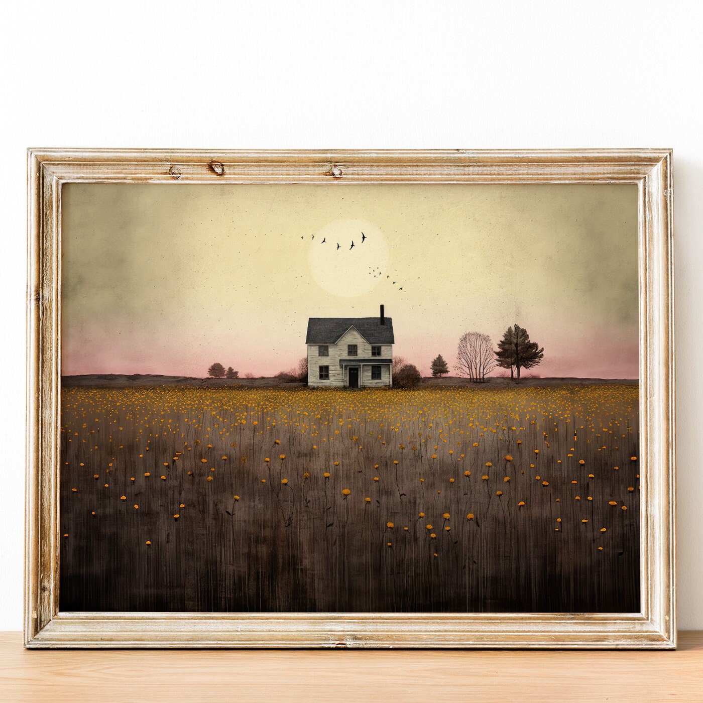 Country House Print, Farmhouse Wall Art, Countryside Decor - WildfieldPrints