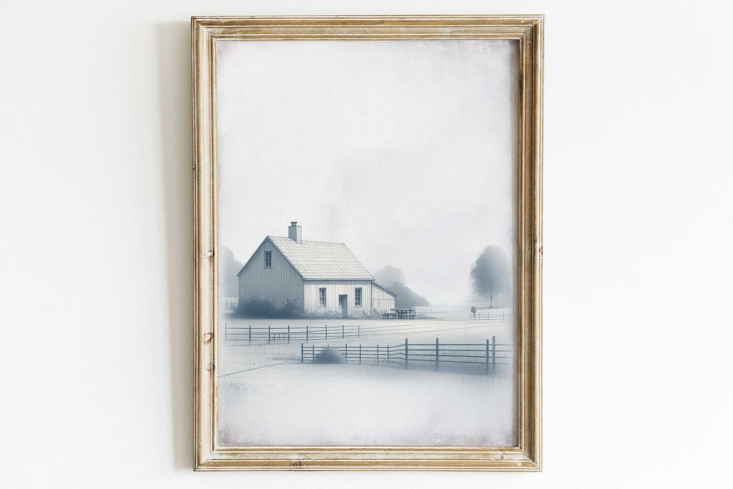 Country House Print, Rustic Countryside Painting, Farmhouse Wall Art - WildfieldPrints