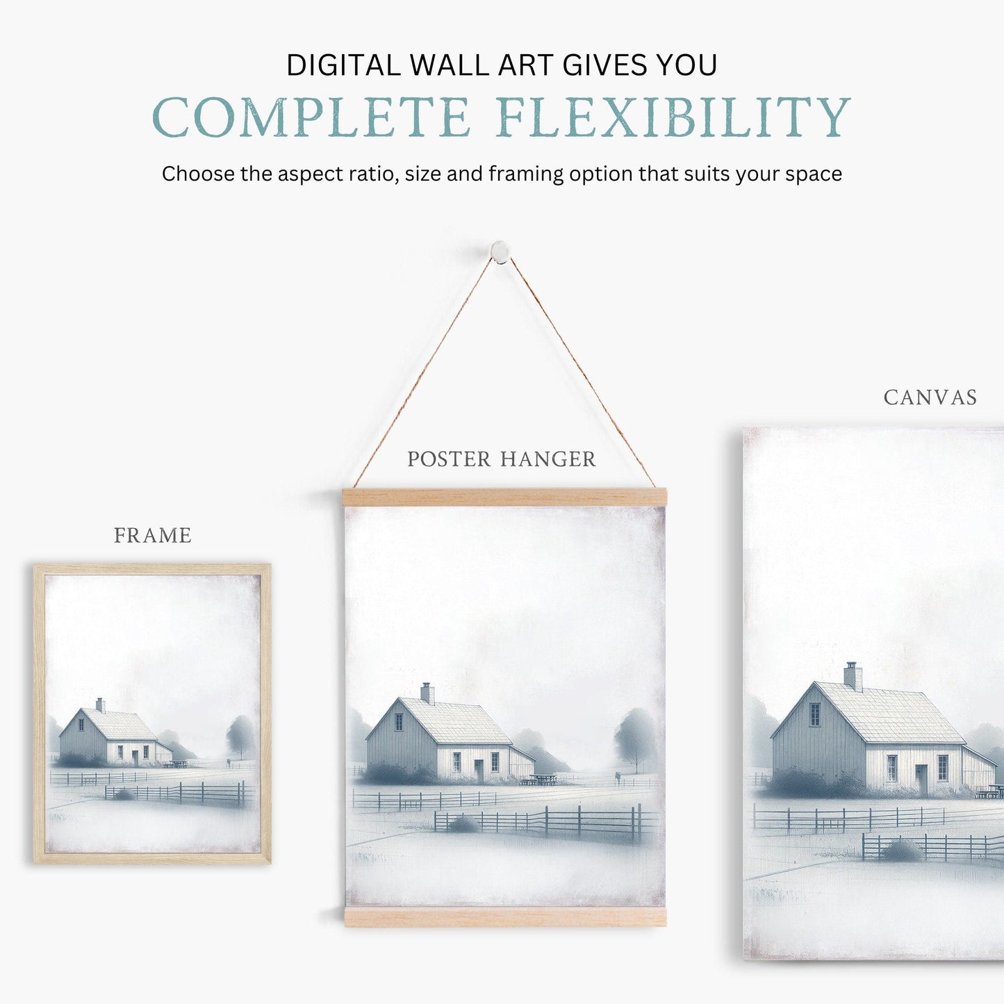 Country House Print, Rustic Countryside Painting, Farmhouse Wall Art - WildfieldPrints