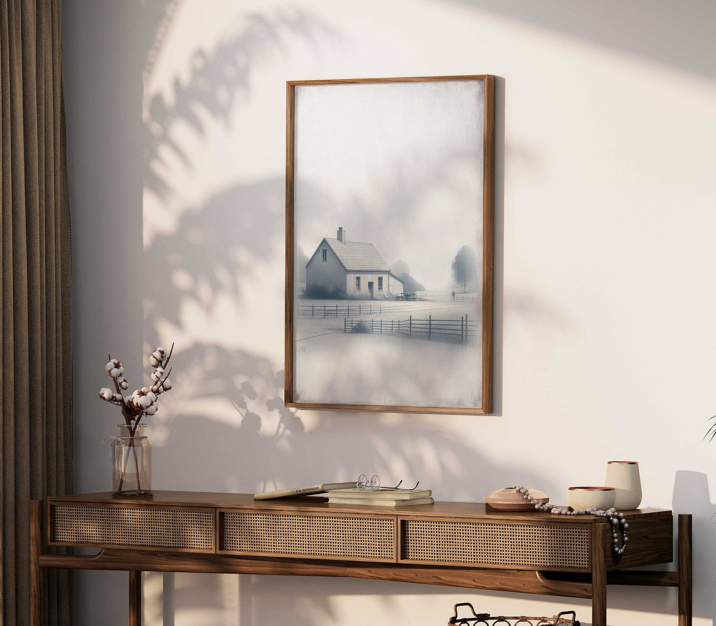 Country House Print, Rustic Countryside Painting, Farmhouse Wall Art - WildfieldPrints