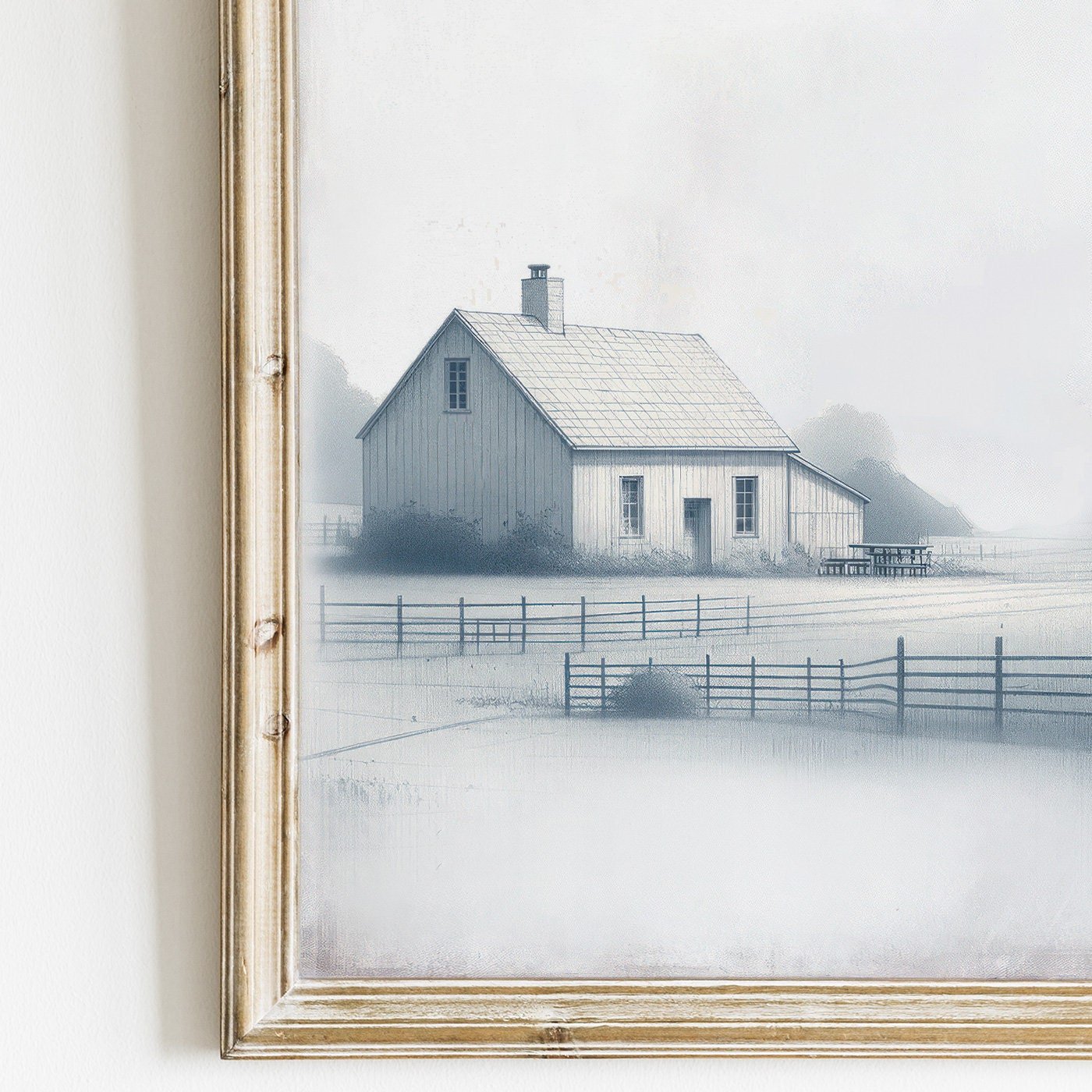 Country House Print, Rustic Countryside Painting, Farmhouse Wall Art - WildfieldPrints