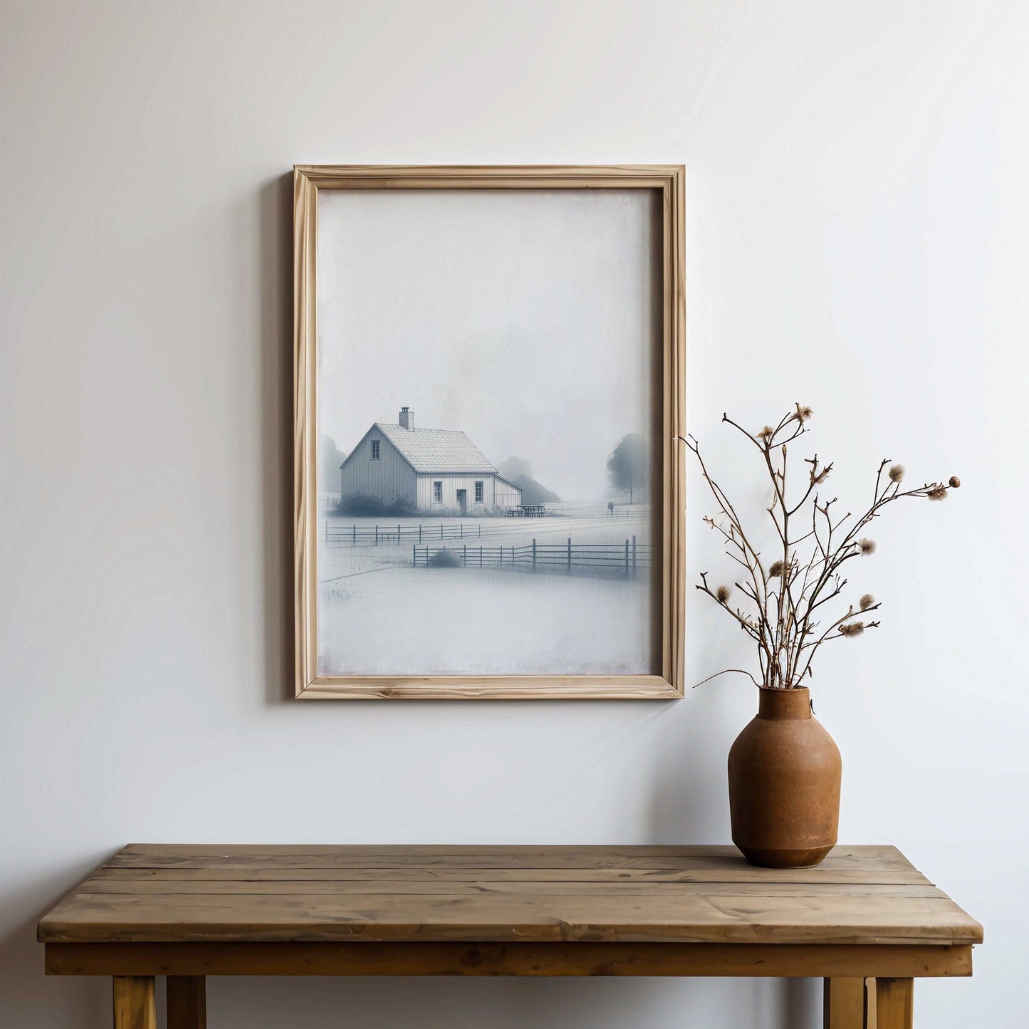 Country House Print, Rustic Countryside Painting, Farmhouse Wall Art - WildfieldPrints