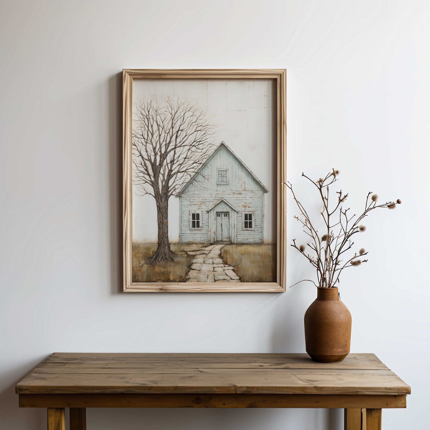 Country House Print, Rustic Farmhouse Wall Art, Countryside Decor - WildfieldPrints