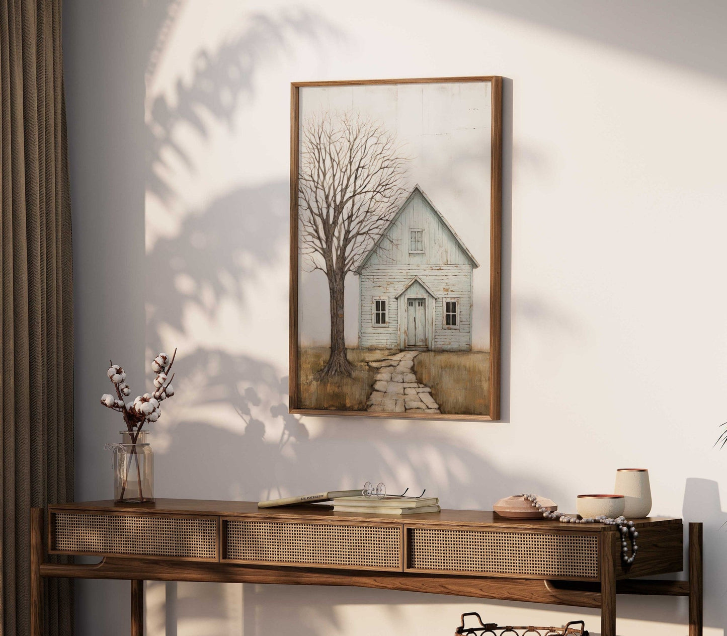 Country House Print, Rustic Farmhouse Wall Art, Countryside Decor - WildfieldPrints