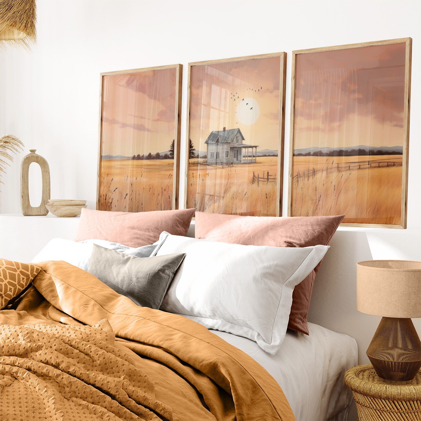 Country House Print, Rustic Wall Art, Countryside Decor - WildfieldPrints