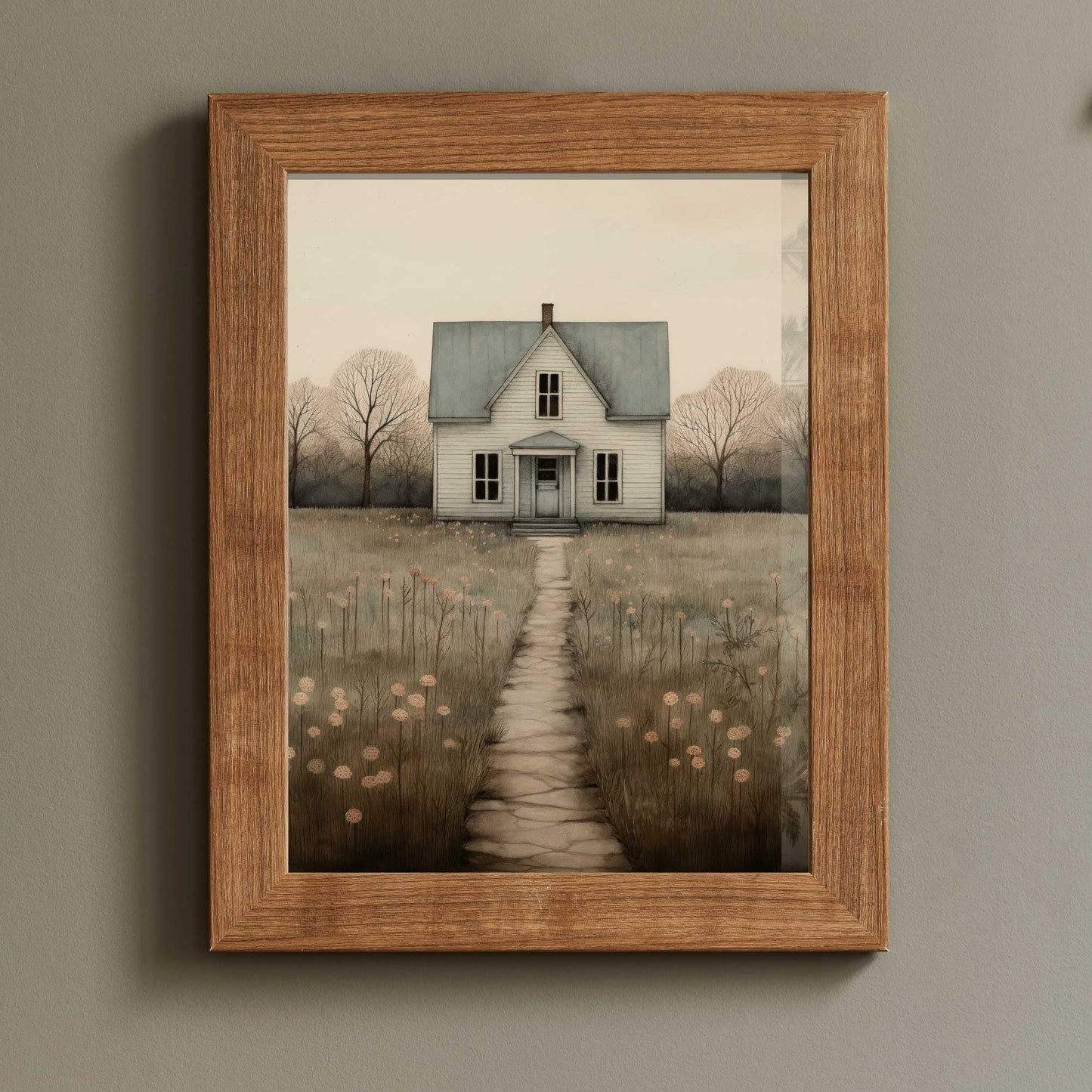 Country House Print, Rustic Wall Art, Farmhouse Home Decor - WildfieldPrints
