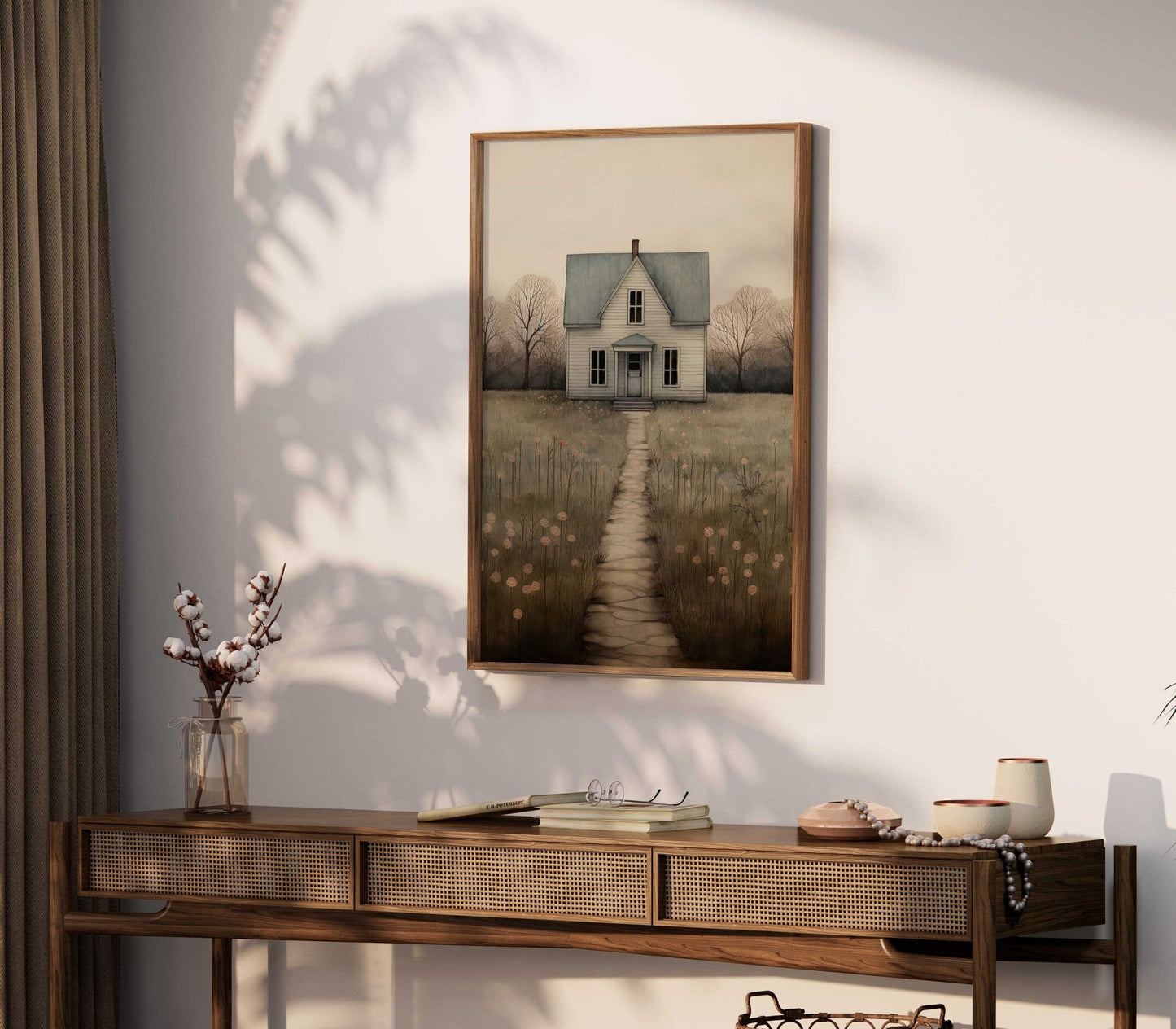 Country House Print, Rustic Wall Art, Farmhouse Home Decor - WildfieldPrints