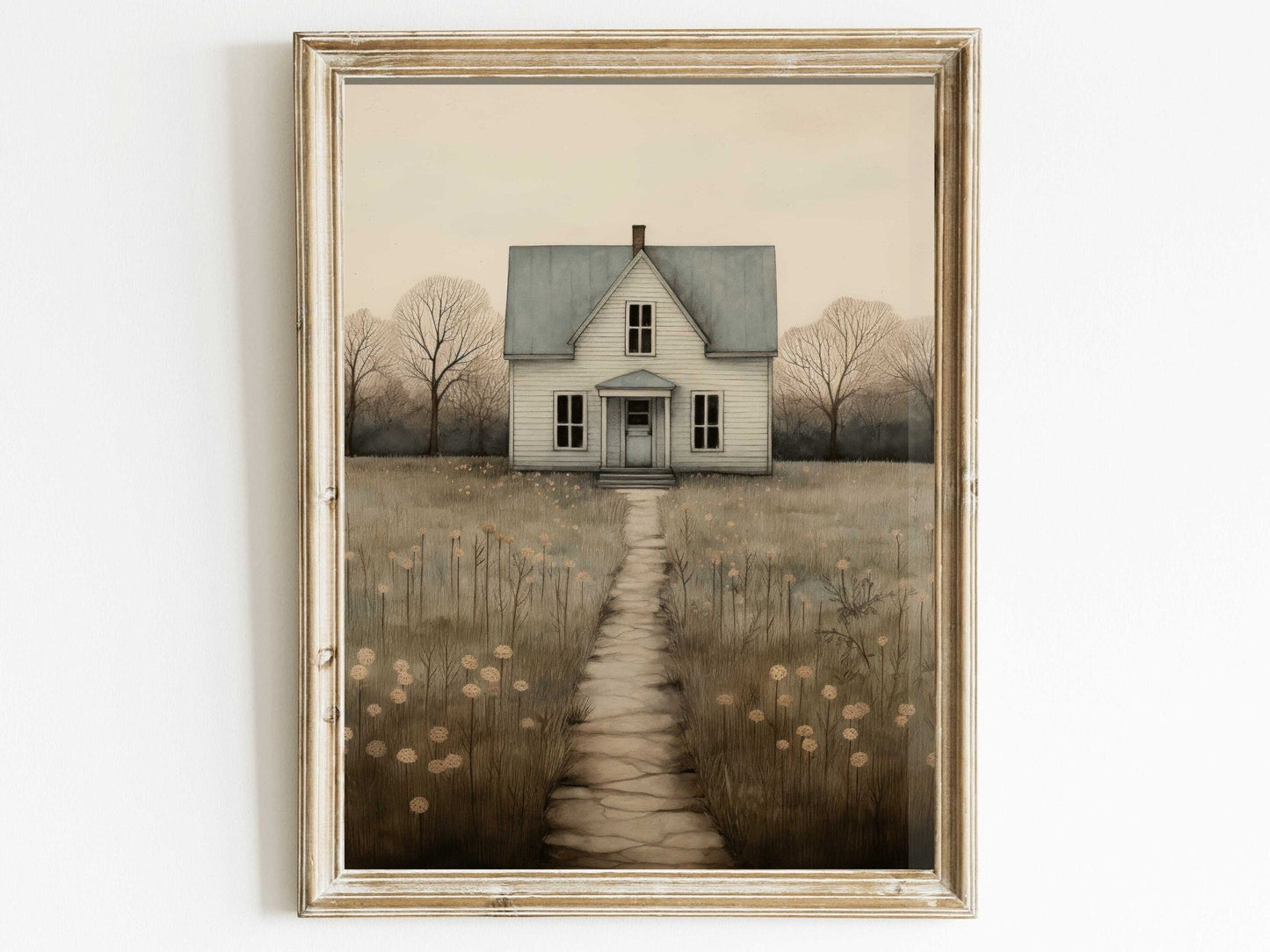 Country House Print, Rustic Wall Art, Farmhouse Home Decor - WildfieldPrints