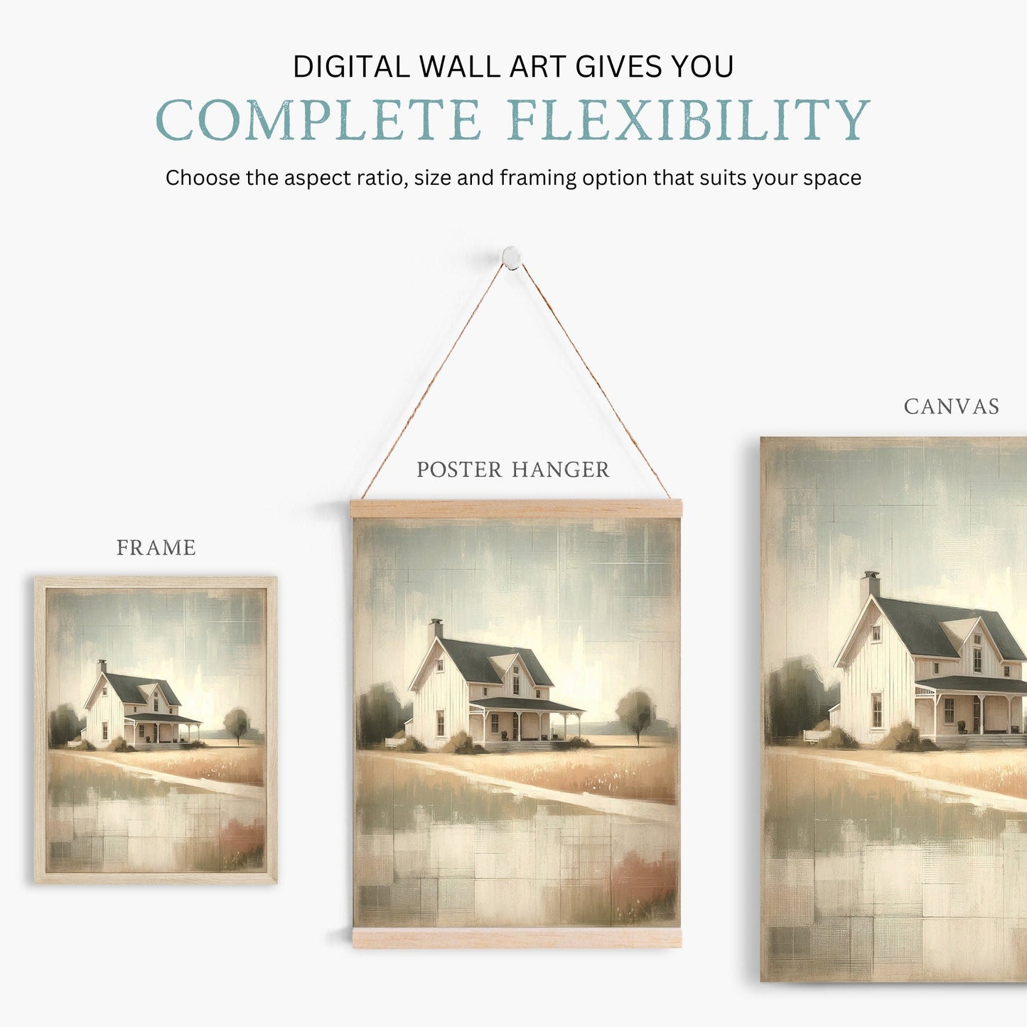 Country House Print, Rustic Wall Art, Farmhouse Home Decor - WildfieldPrints