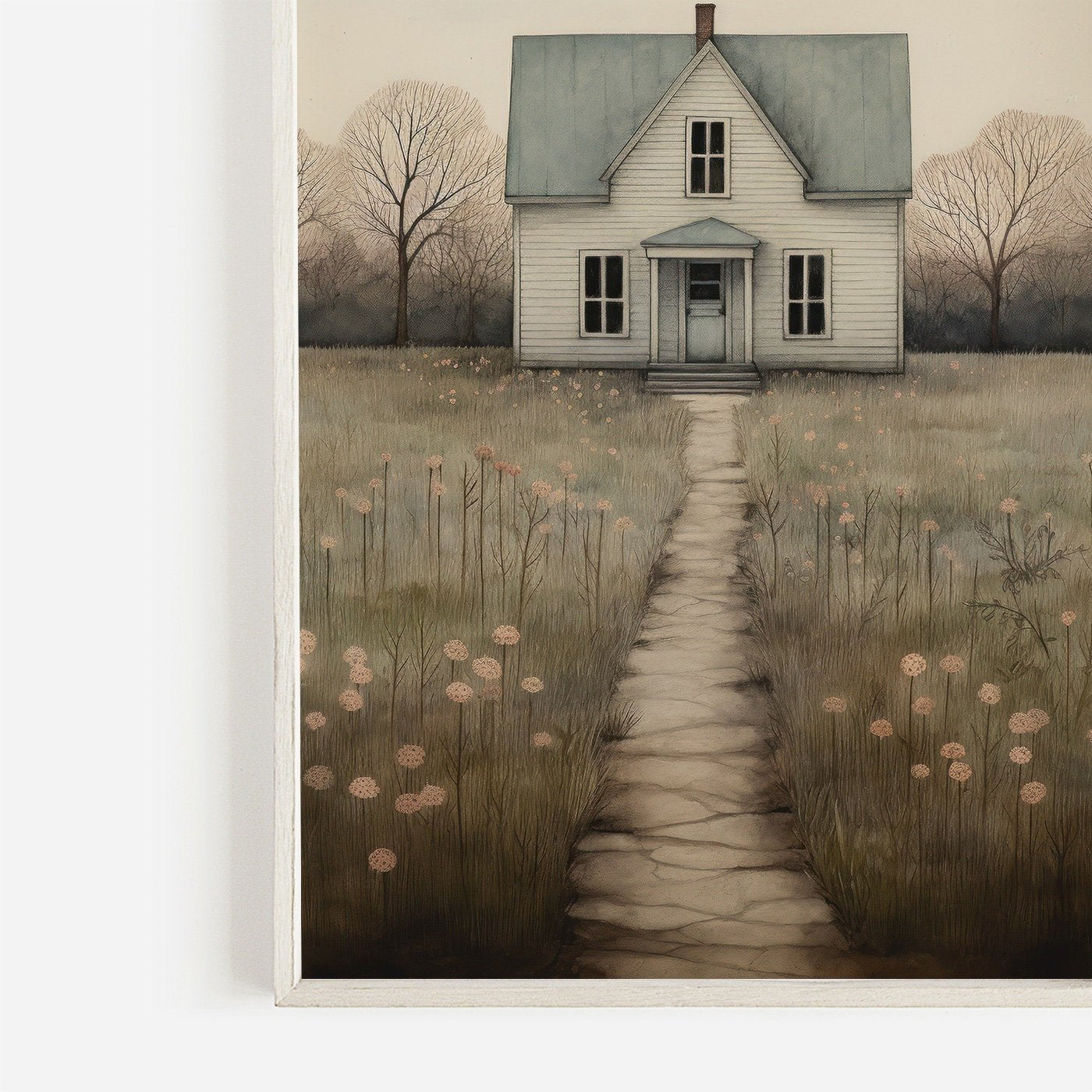 Country House Print, Rustic Wall Art, Farmhouse Home Decor - WildfieldPrints