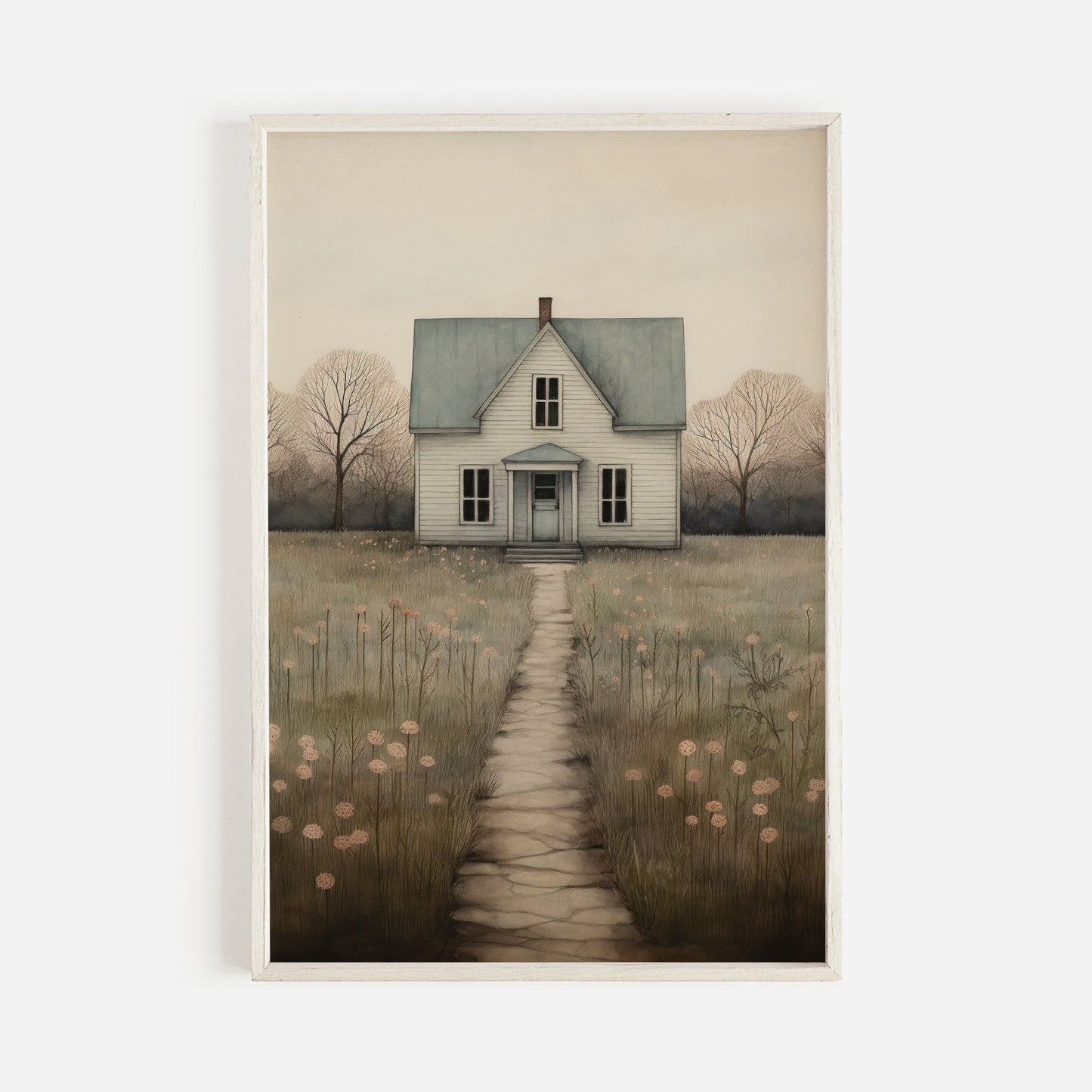Country House Print, Rustic Wall Art, Farmhouse Home Decor - WildfieldPrints